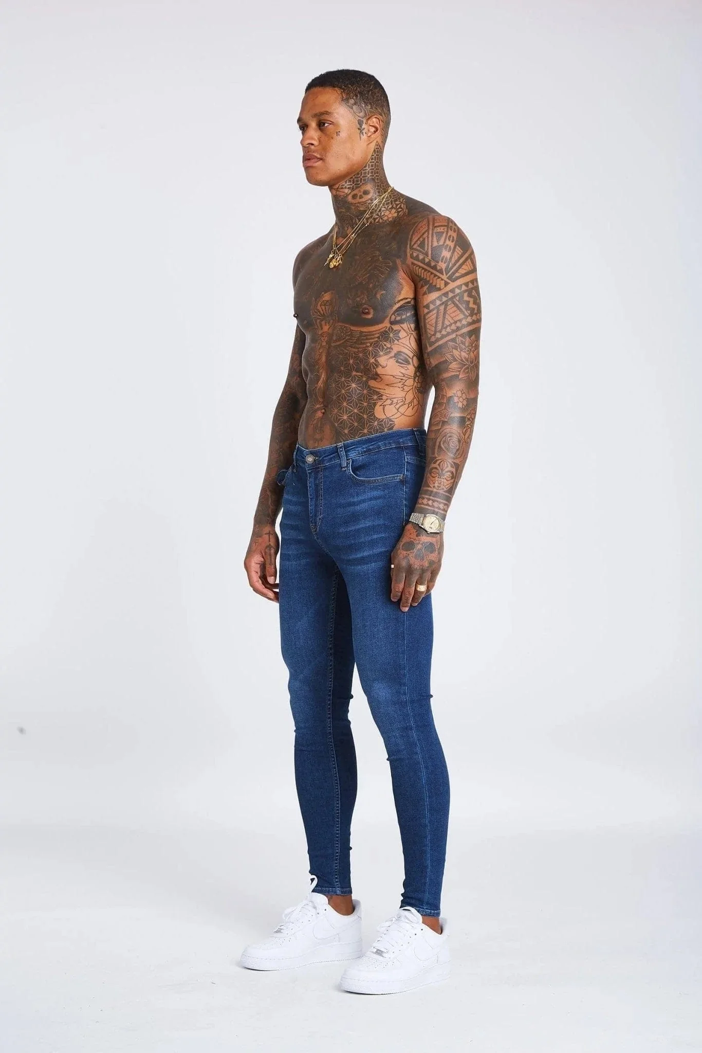 SKINNY FIT JEANS NON RIPPED - DARK BLUE - Image 4
