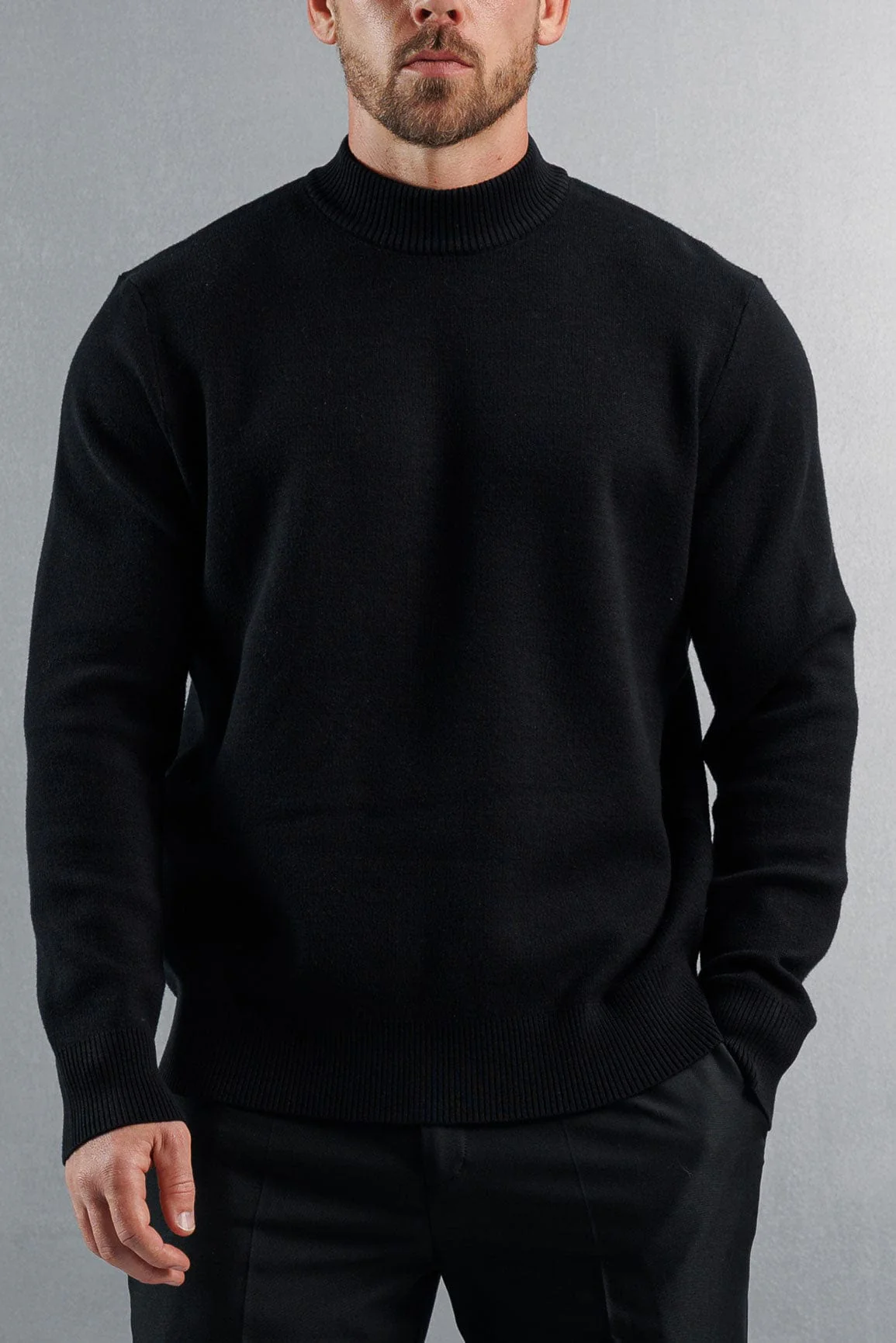 MOCK NECK SWEATER - BLACK - Image 3