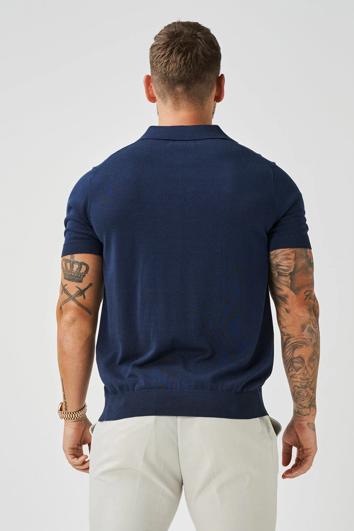 OPEN COLLAR POLO - NAVY - Image 6