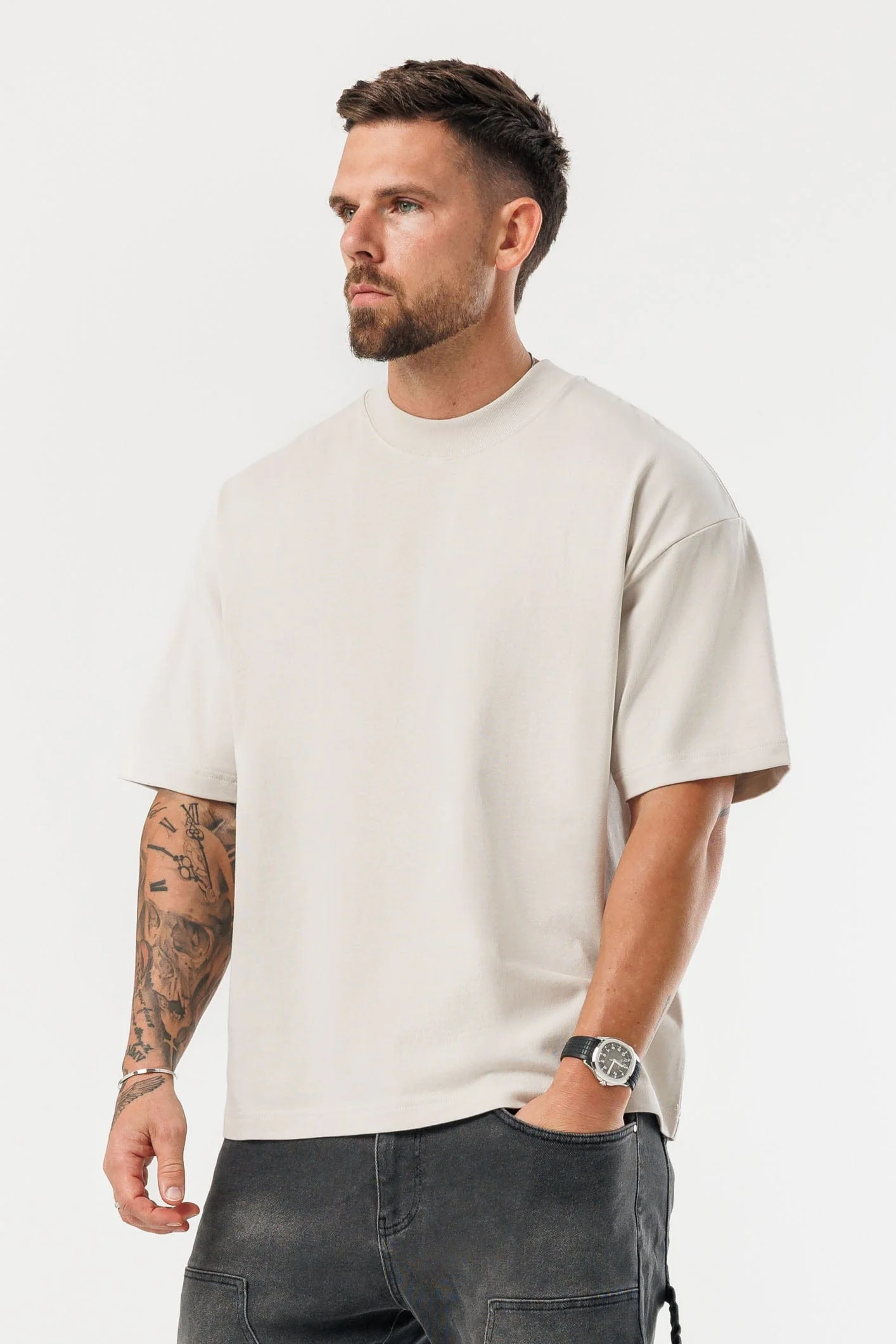 OVERSIZED T-SHIRT - BEIGE - Image 9