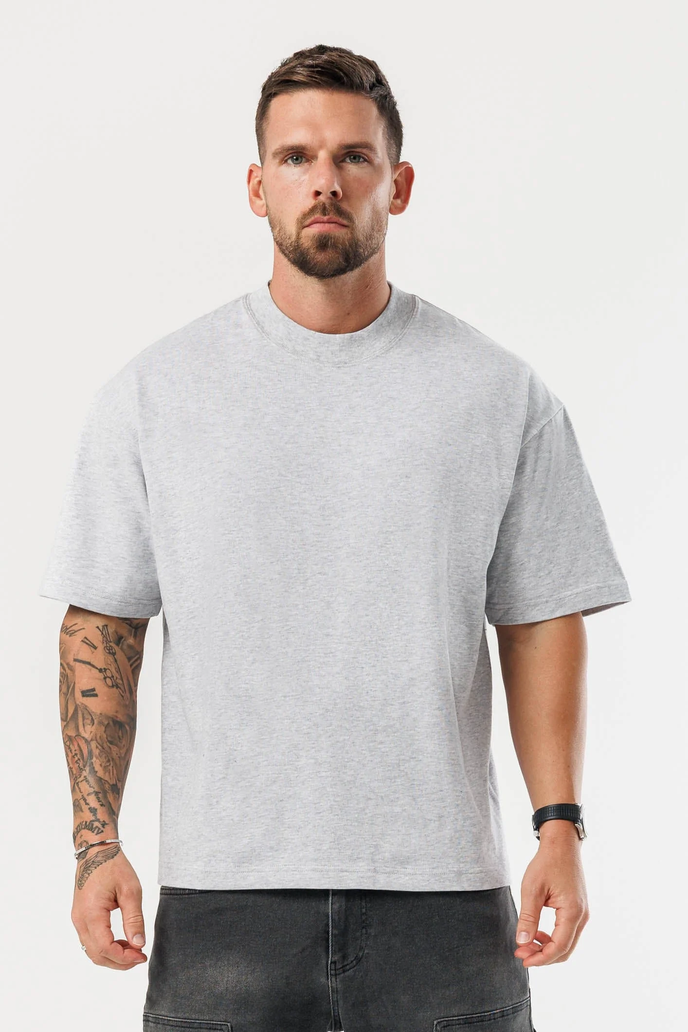 OVERSIZED T-SHIRT - GREY MARL - Image 2