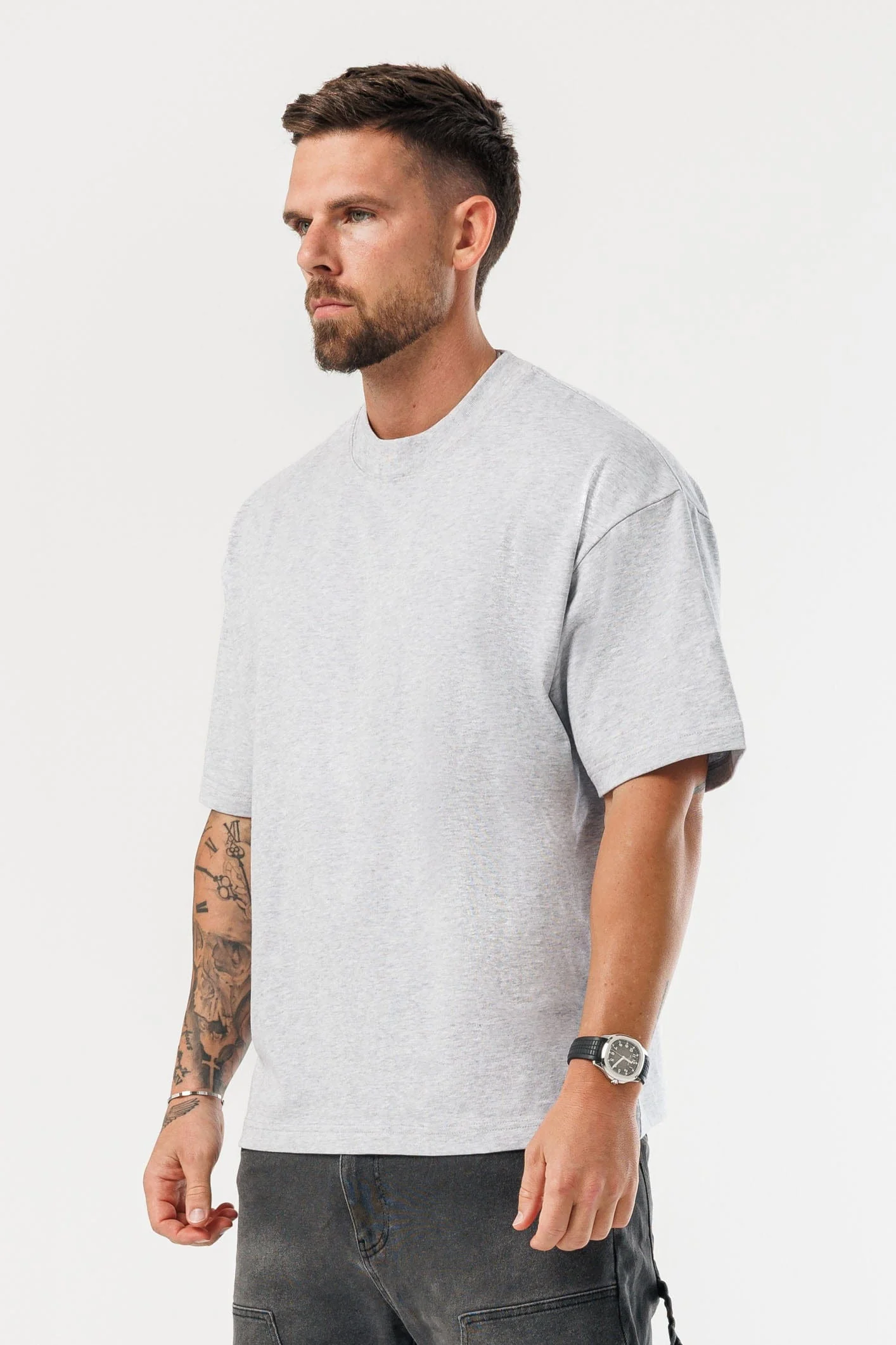 OVERSIZED T-SHIRT - GREY MARL - Image 4