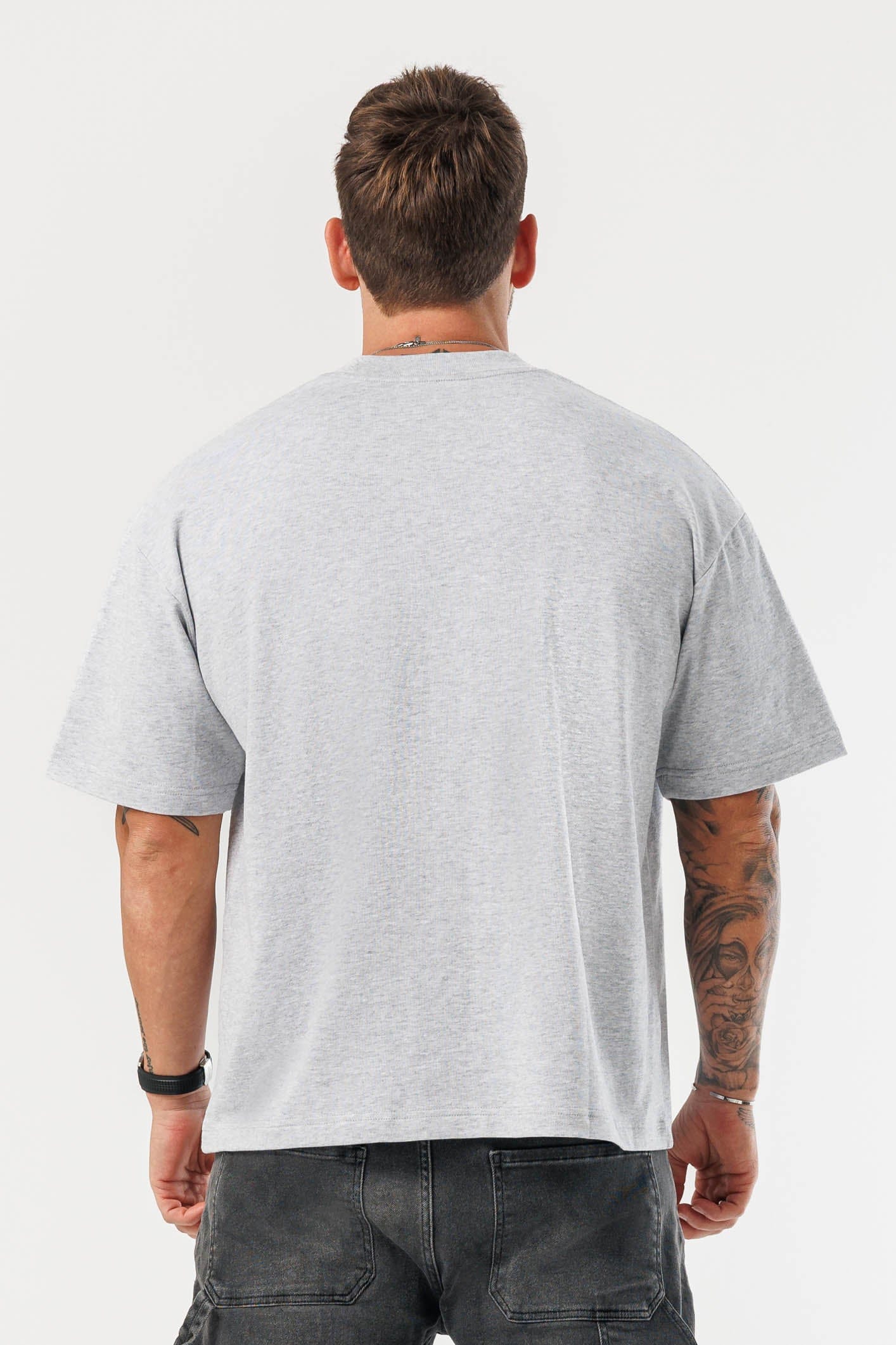 OVERSIZED T-SHIRT - GREY MARL - Image 5