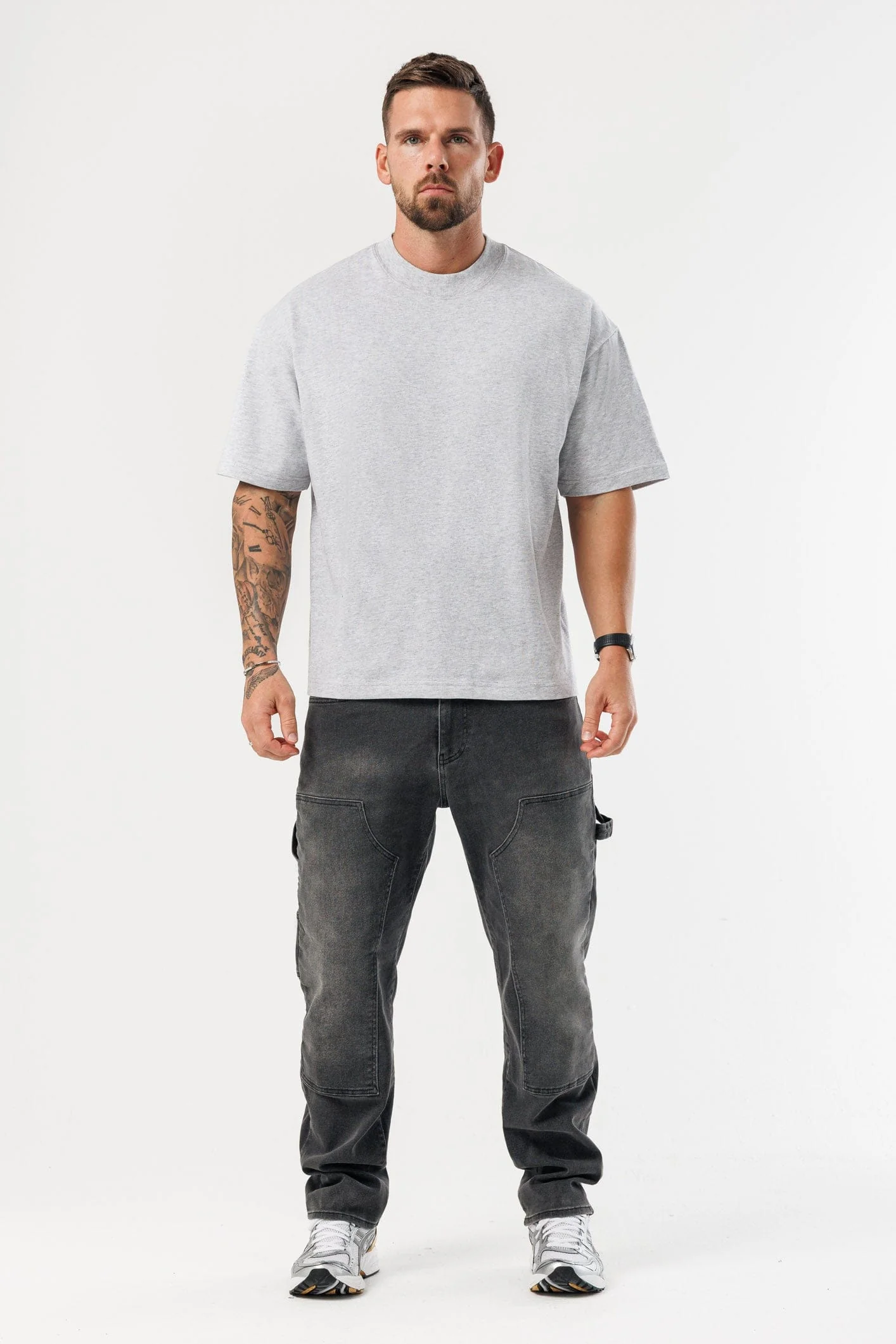 OVERSIZED T-SHIRT - GREY MARL - Image 6