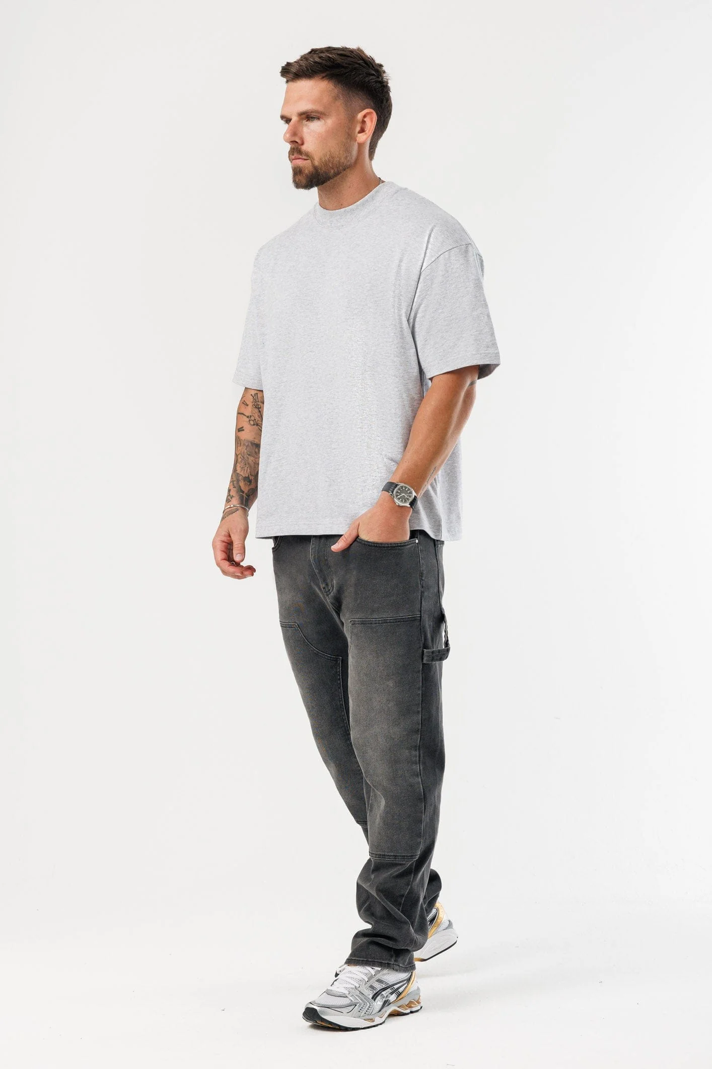 OVERSIZED T-SHIRT - GREY MARL - Image 7