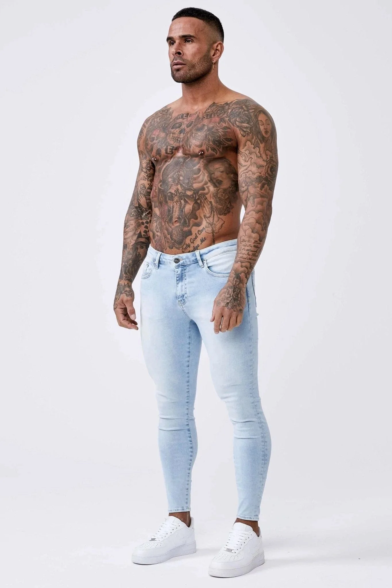 SKINNY FIT JEANS - PALE BLUE WASH - Image 4