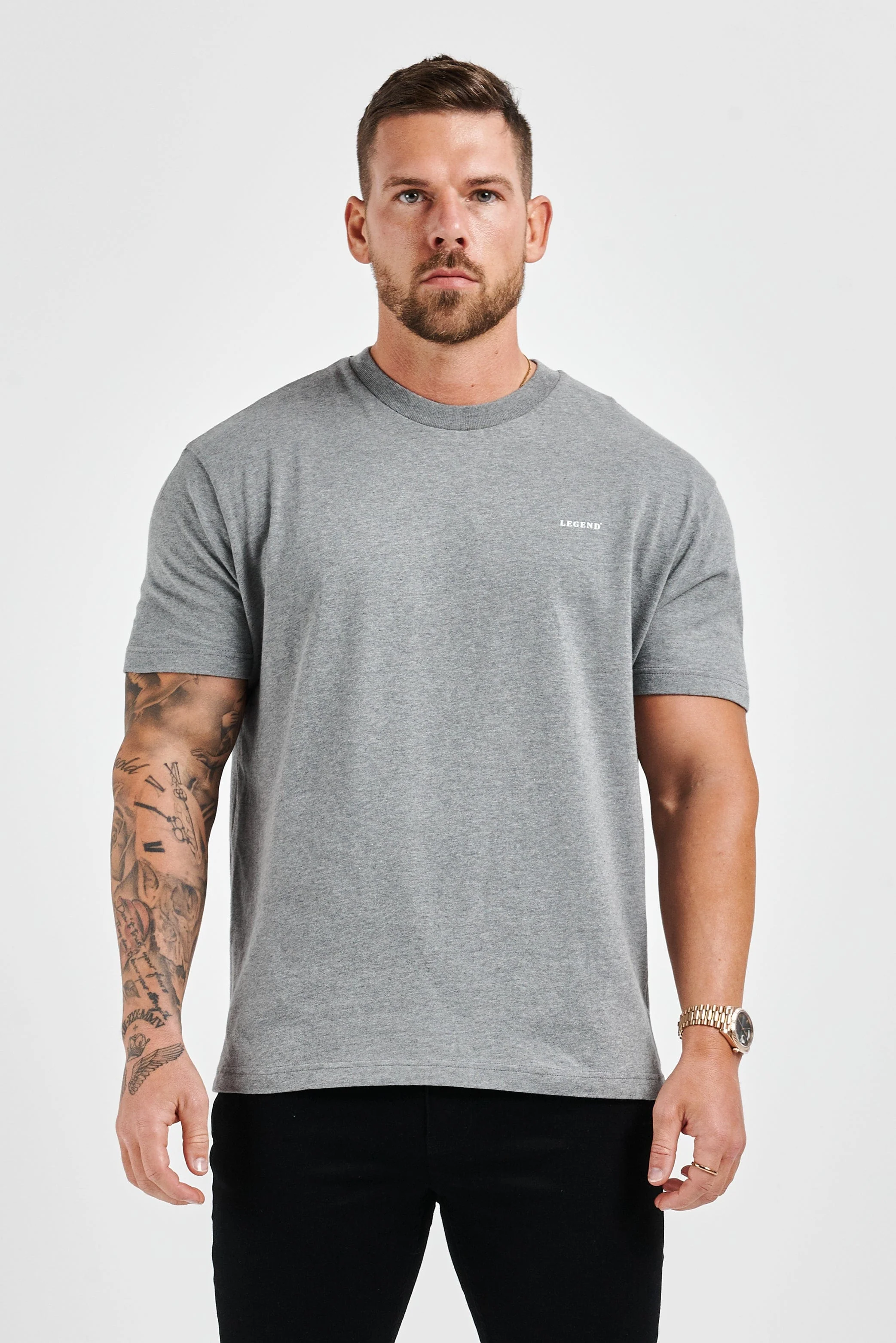 PREMIUM BASICS T-SHIRT (NO LOGO) - DARK GREY MARL - Image 2