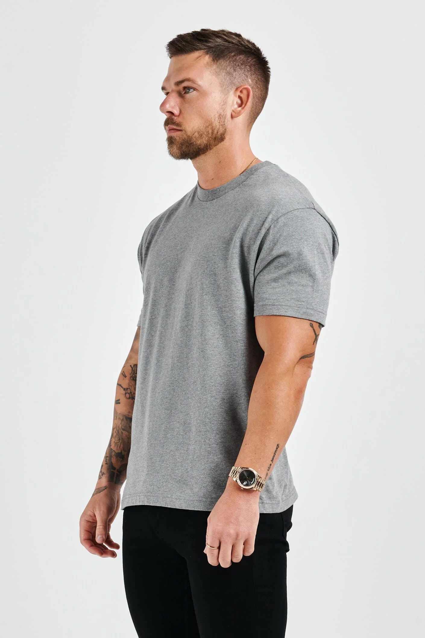 PREMIUM BASICS T-SHIRT - DARK GREY MARL - Image 5