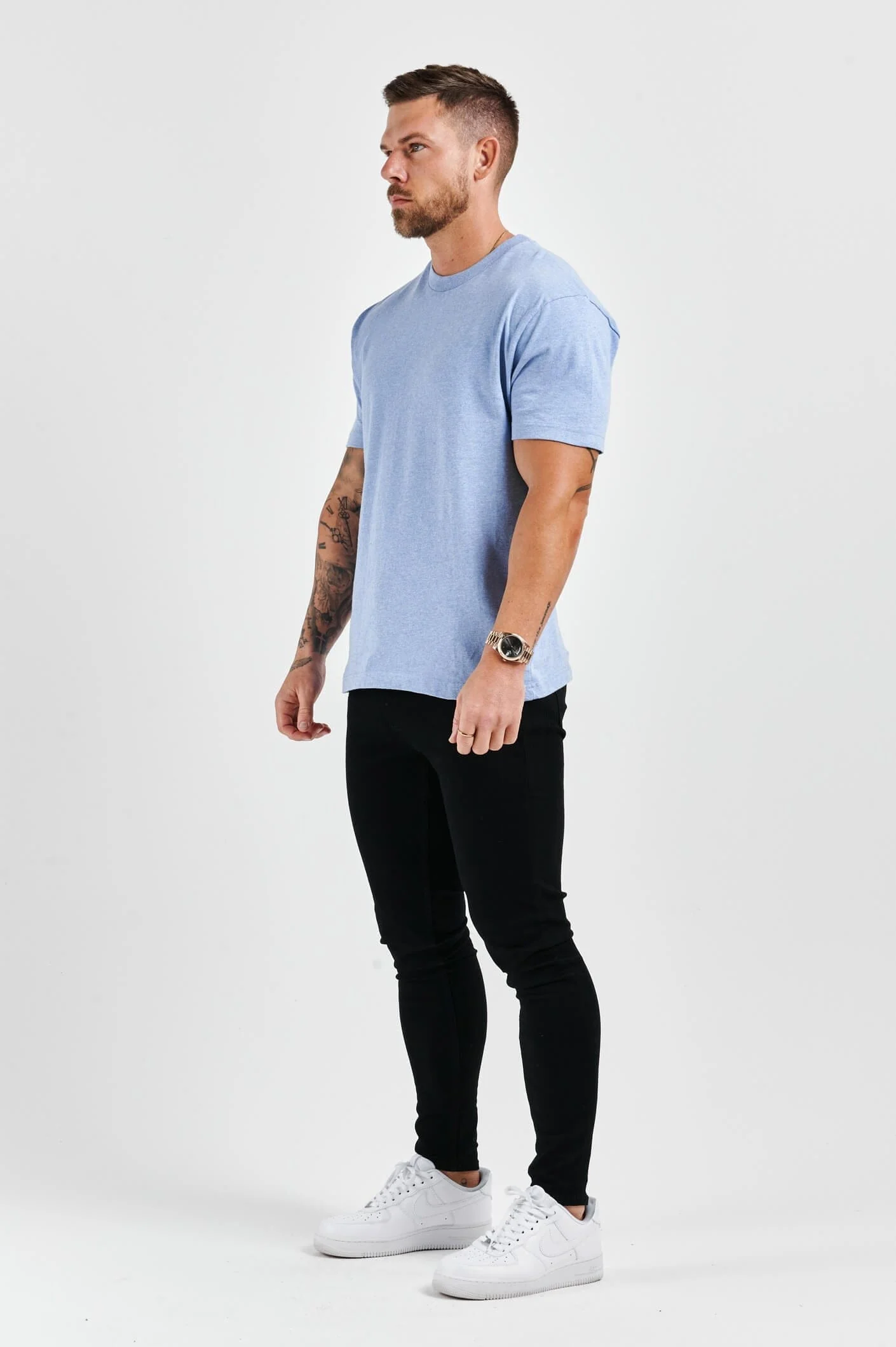PREMIUM BASICS T-SHIRT - LIGHT BLUE MARL - Image 5