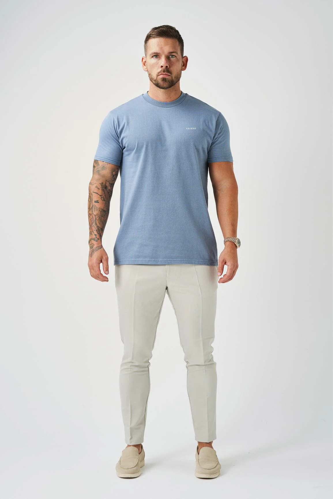PREMIUM BASICS T-SHIRT - STEEL BLUE - Image 3