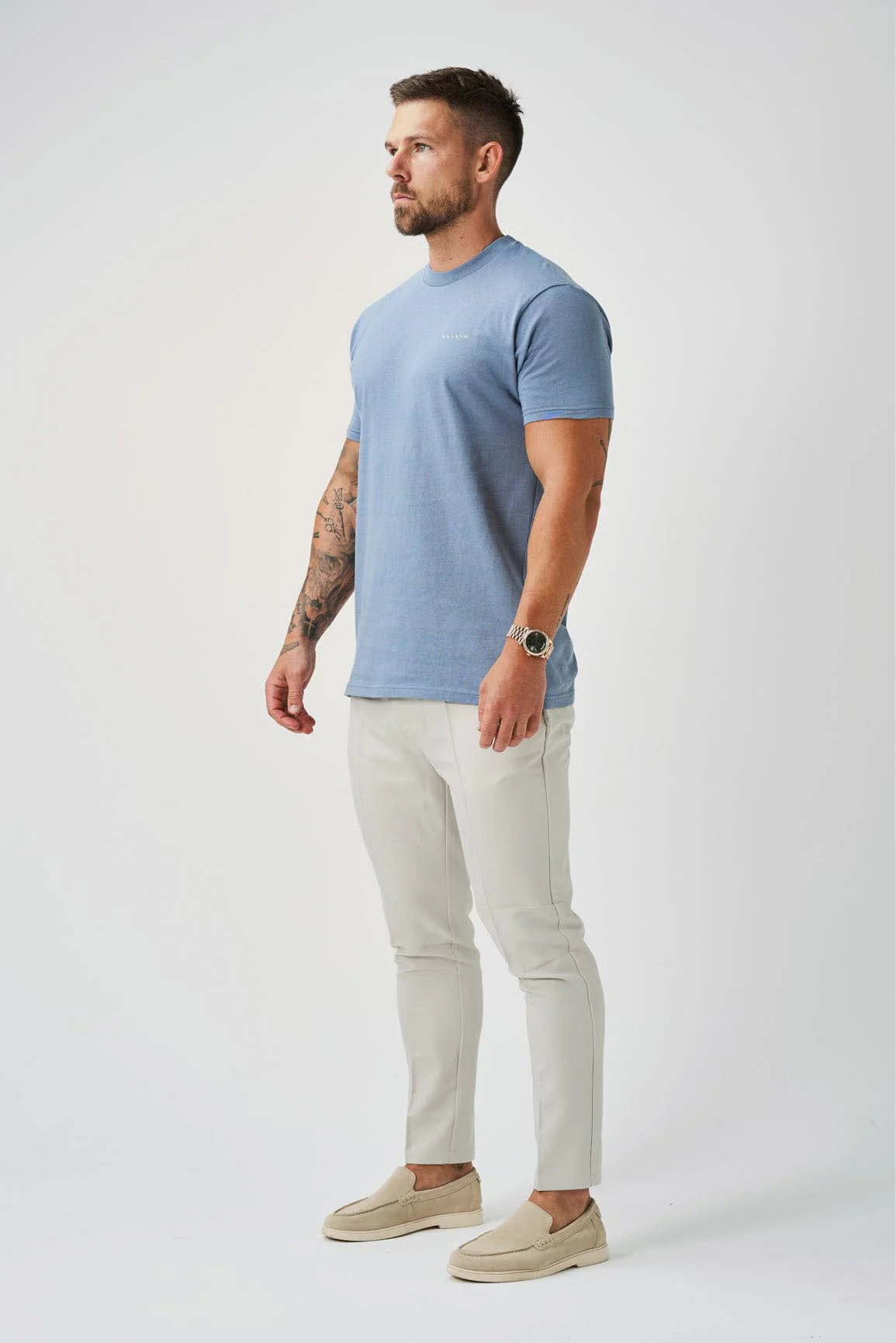 PREMIUM BASICS T-SHIRT - STEEL BLUE - Image 4