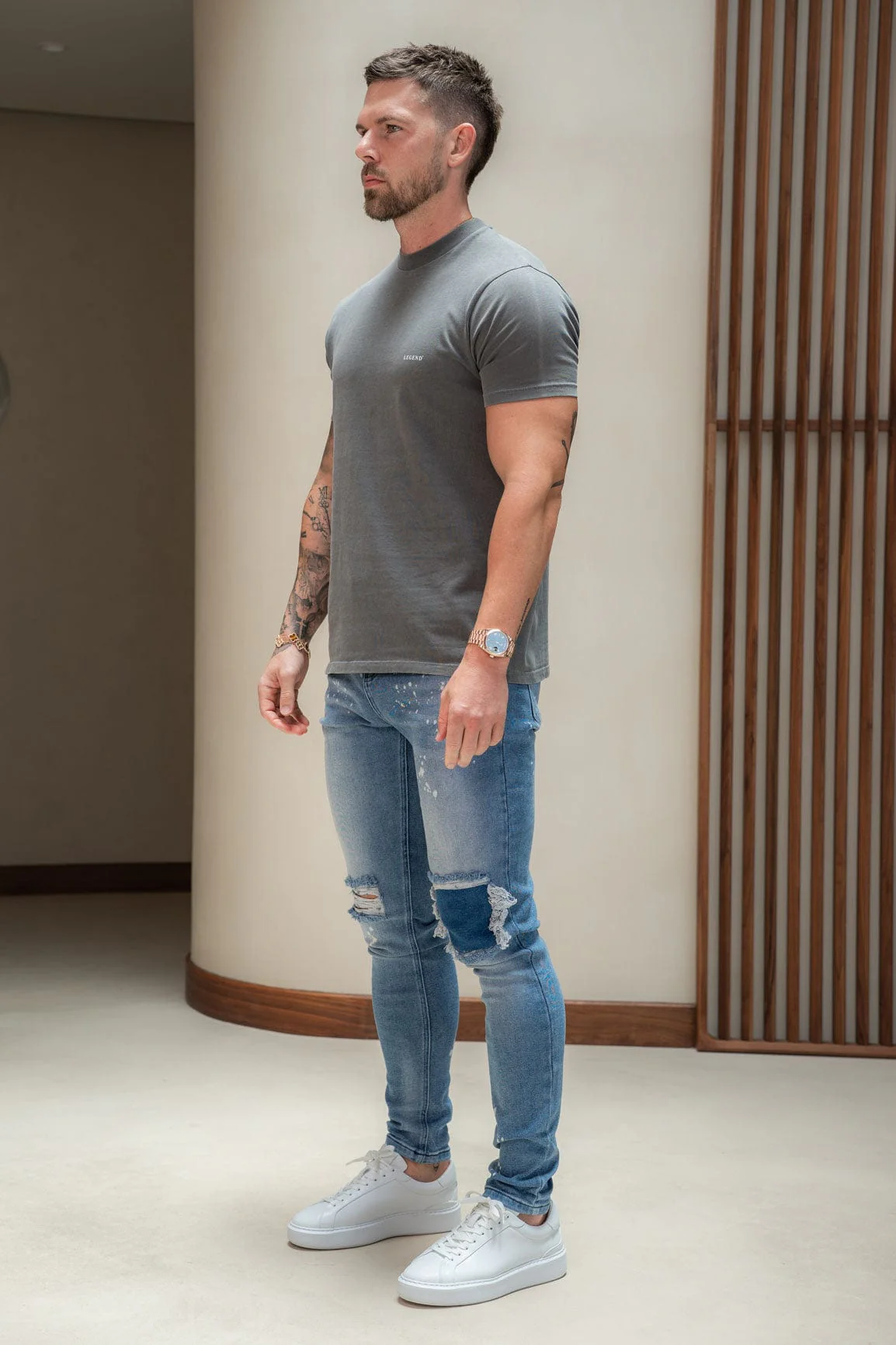 PREMIUM BASICS T-SHIRT - VINTAGE GREY - Image 3