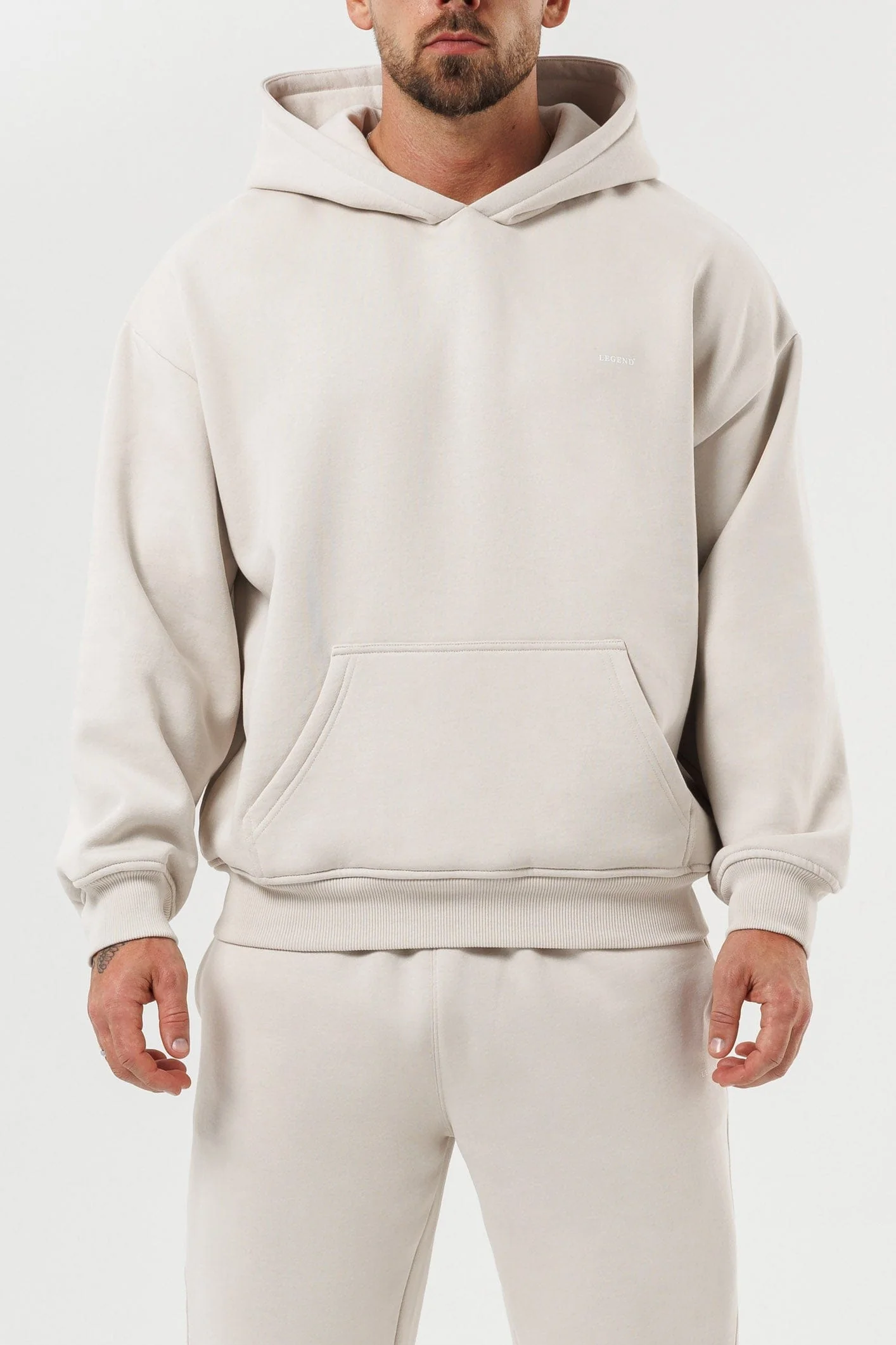 PRINT HOODIE - BEIGE - Image 3