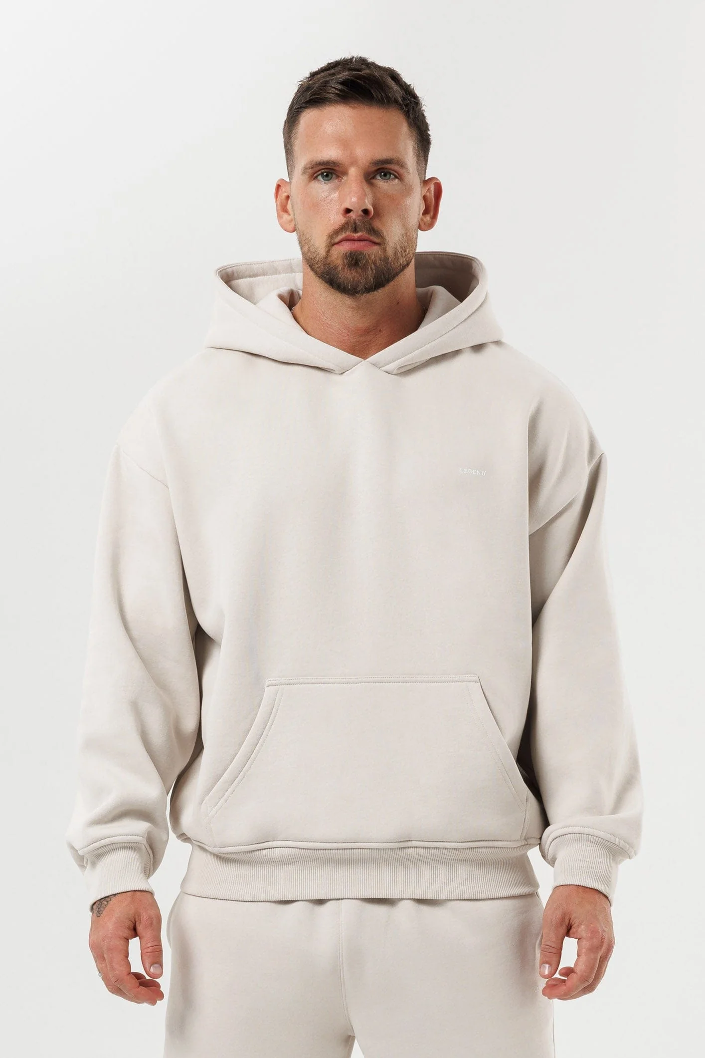 PRINT HOODIE - BEIGE - Image 4