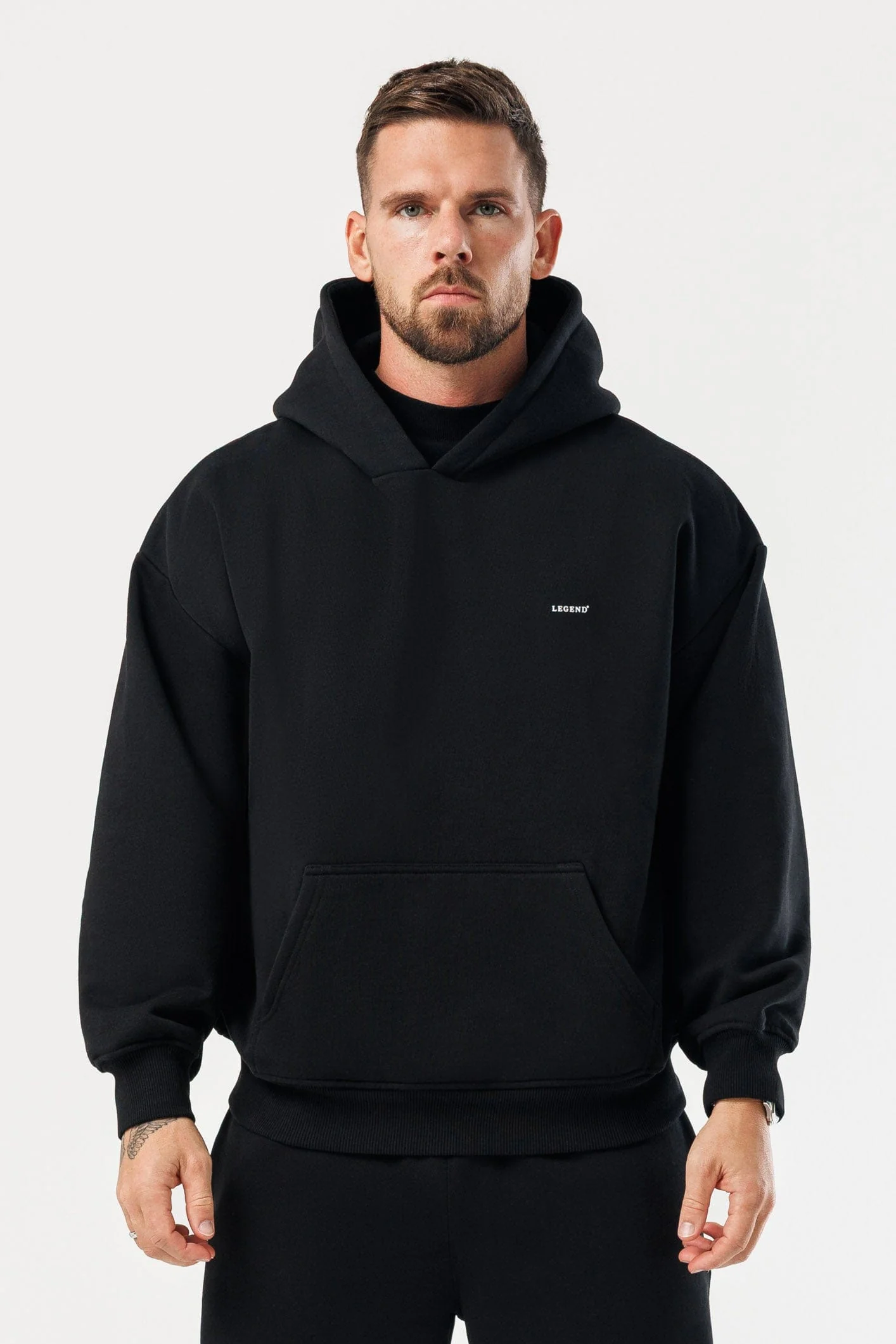PRINT HOODIE - BLACK - Image 5
