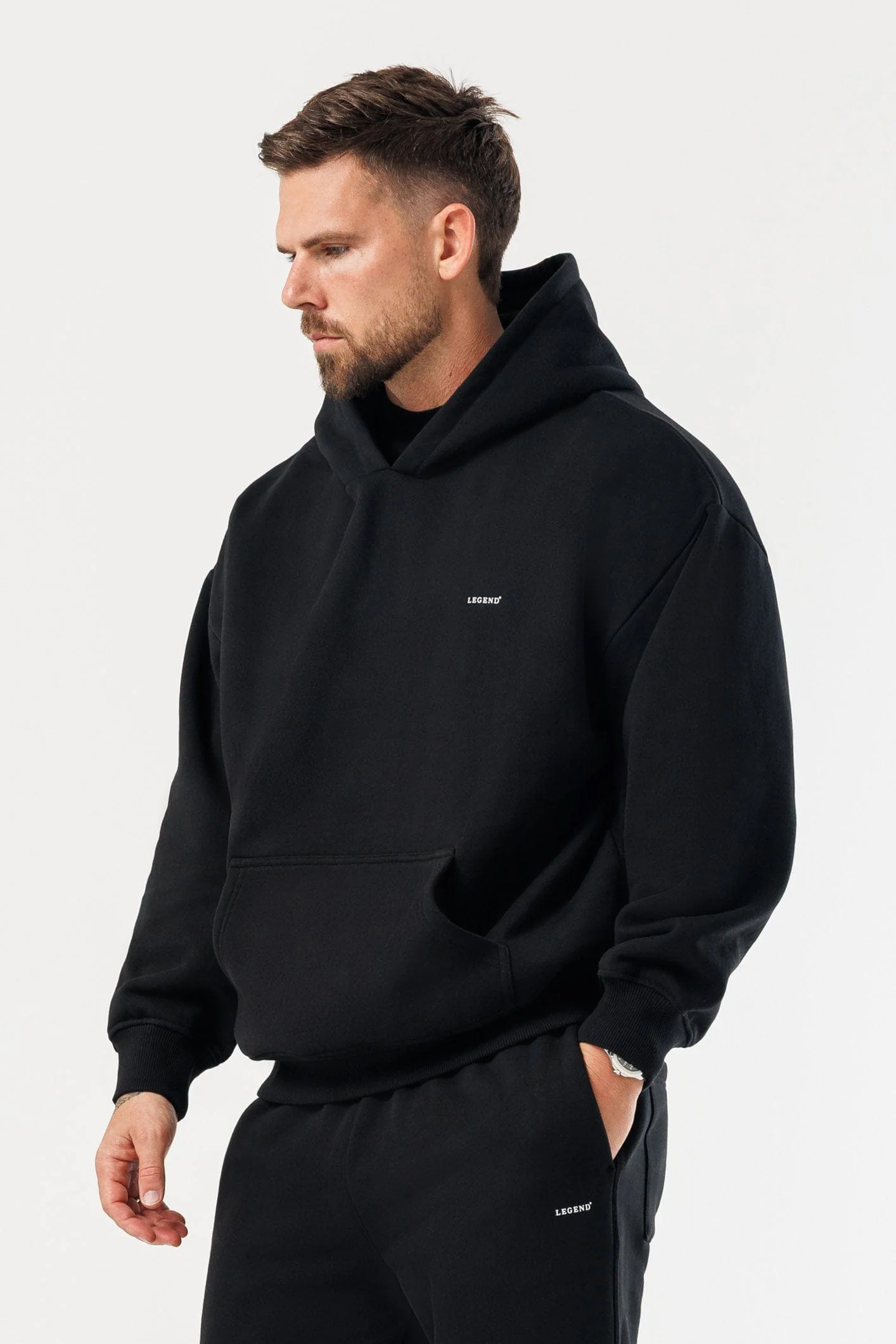 PRINT HOODIE - BLACK - Image 8