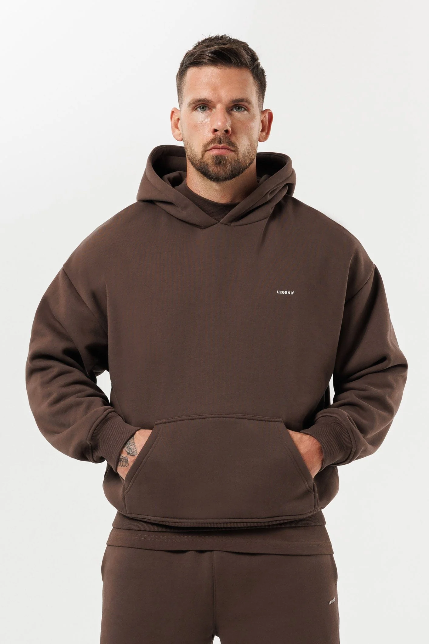 PRINT HOODIE - BROWN - Image 3