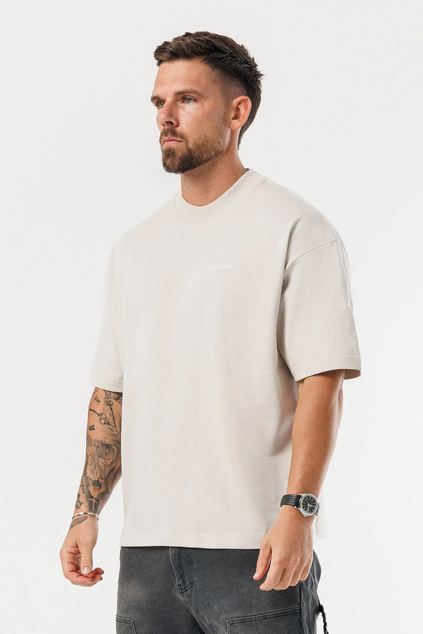 PRINT OVERSIZED T-SHIRT - BEIGE - Image 5