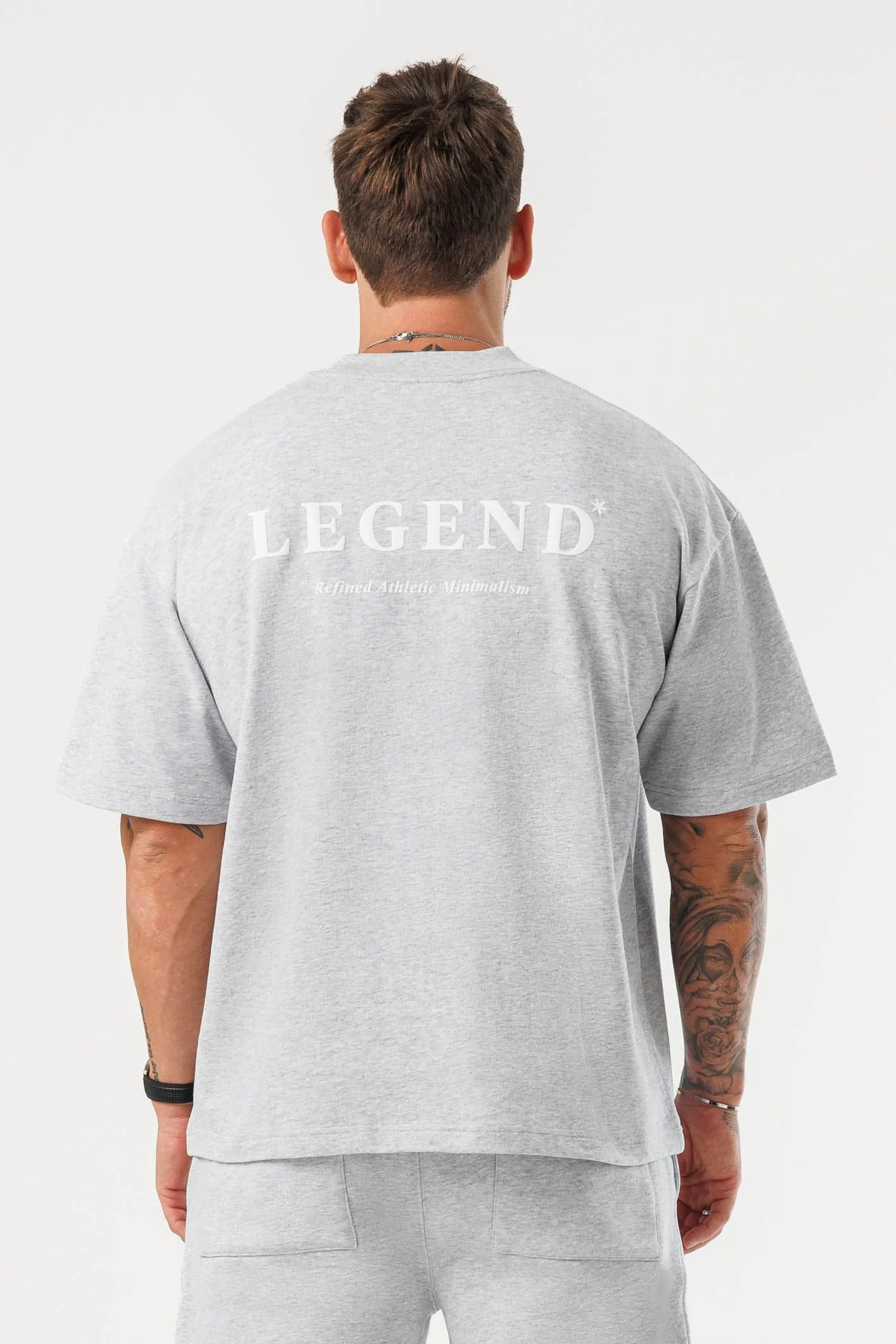 PRINT OVERSIZED T-SHIRT - GREY MARL - Image 2