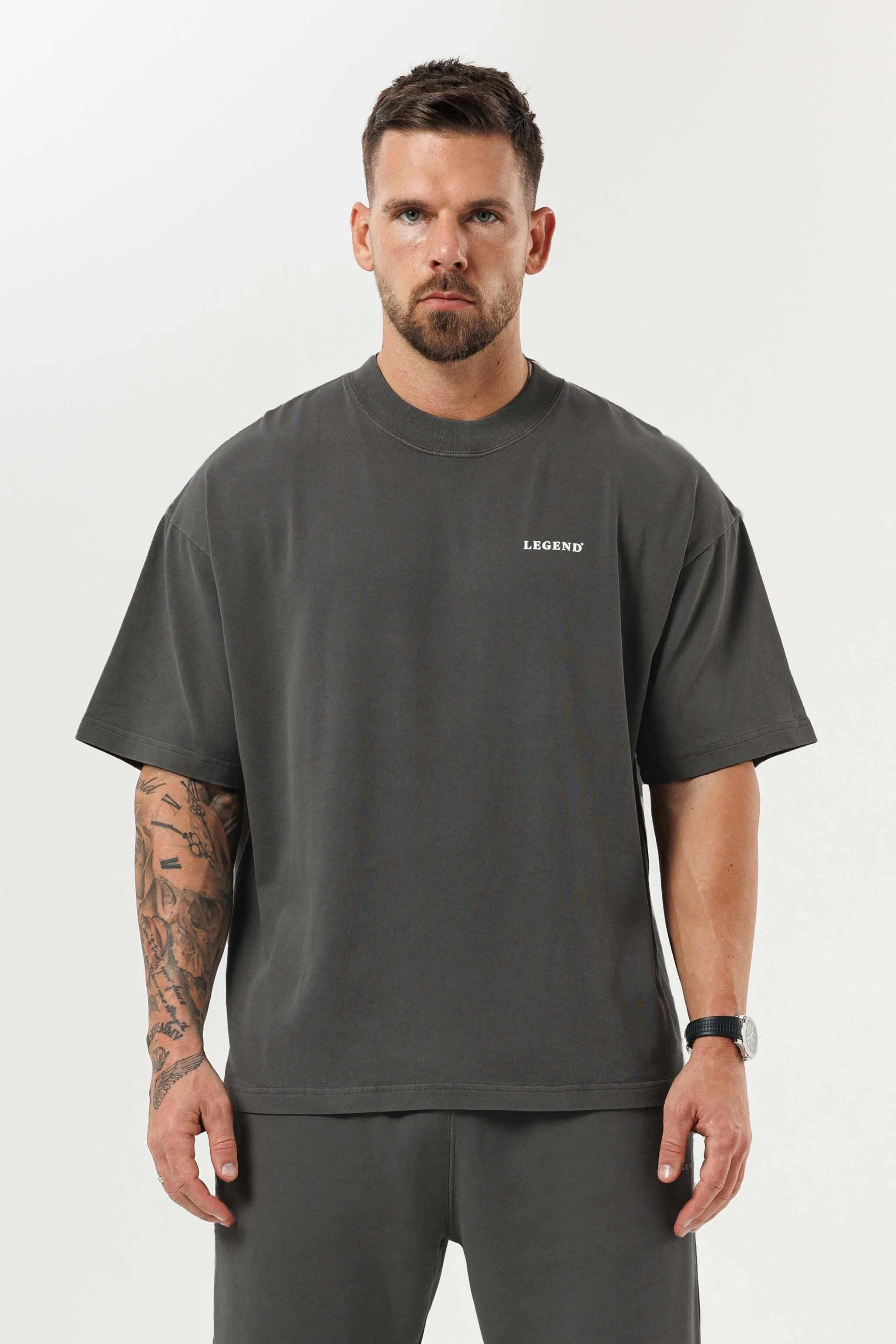 PRINT OVERSIZED T-SHIRT - GUN METAL - Image 2