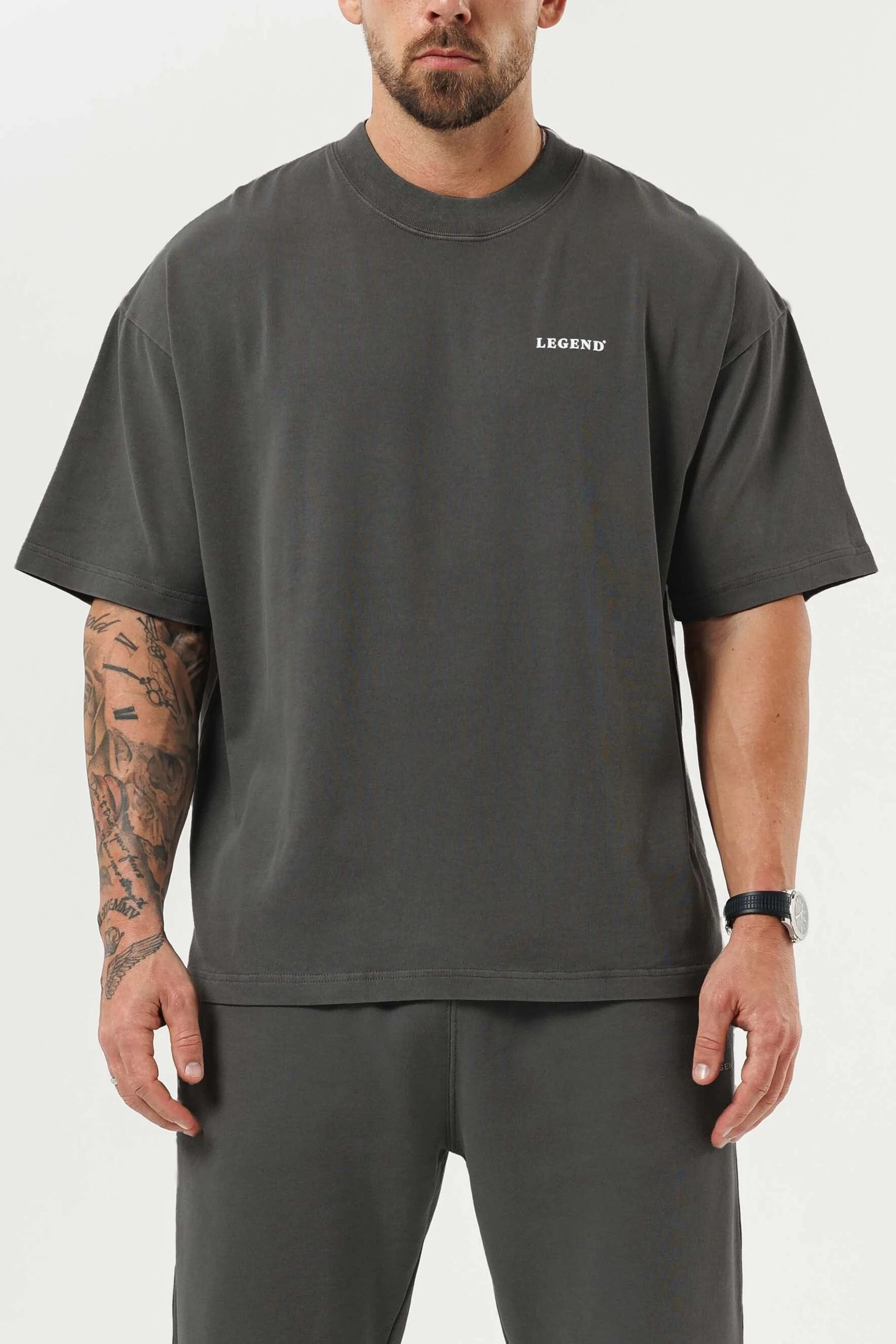 PRINT OVERSIZED T-SHIRT - GUN METAL - Image 3