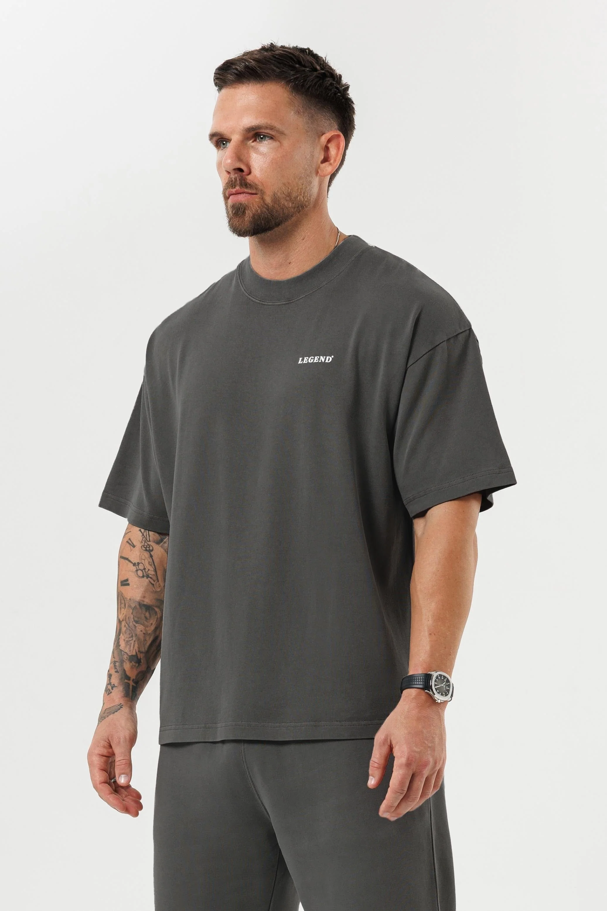 PRINT OVERSIZED T-SHIRT - GUN METAL - Image 7