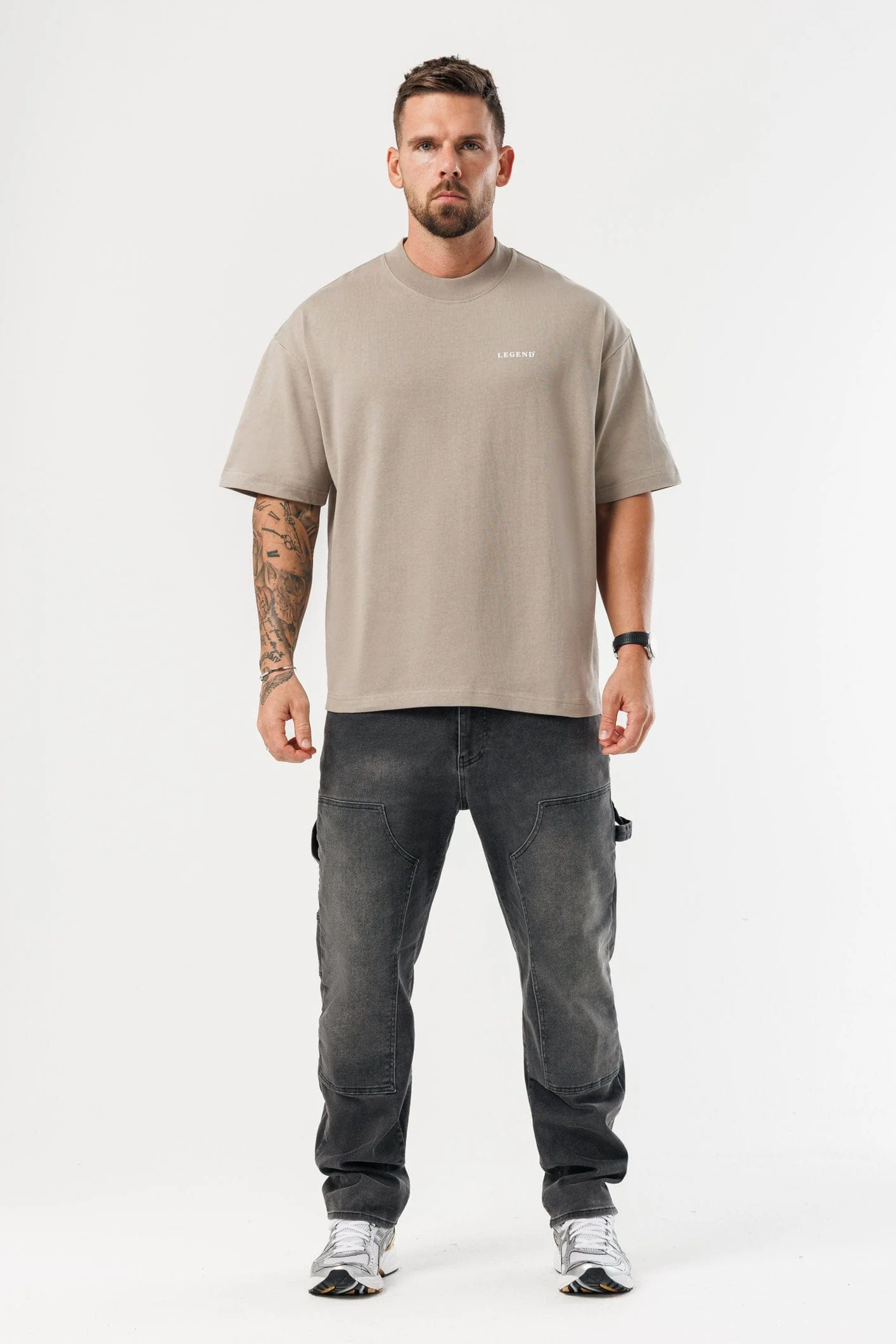 PRINT OVERSIZED T-SHIRT - VINTAGE KHAKI - Image 4