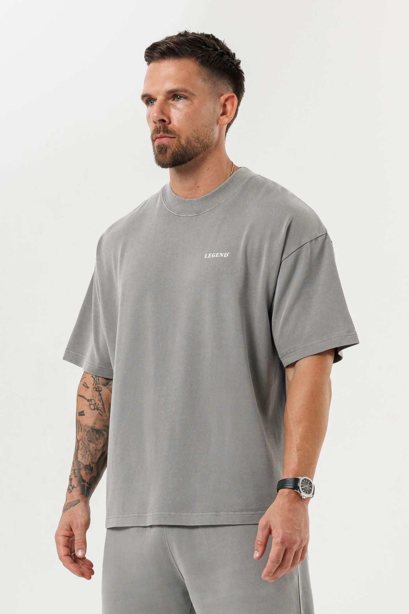 PRINT OVERSIZED T-SHIRT - WASHED GREY - Image 4