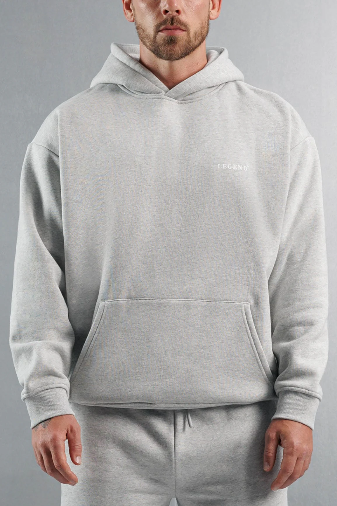 RELAXED HOODIE - GREY MARL - Image 3