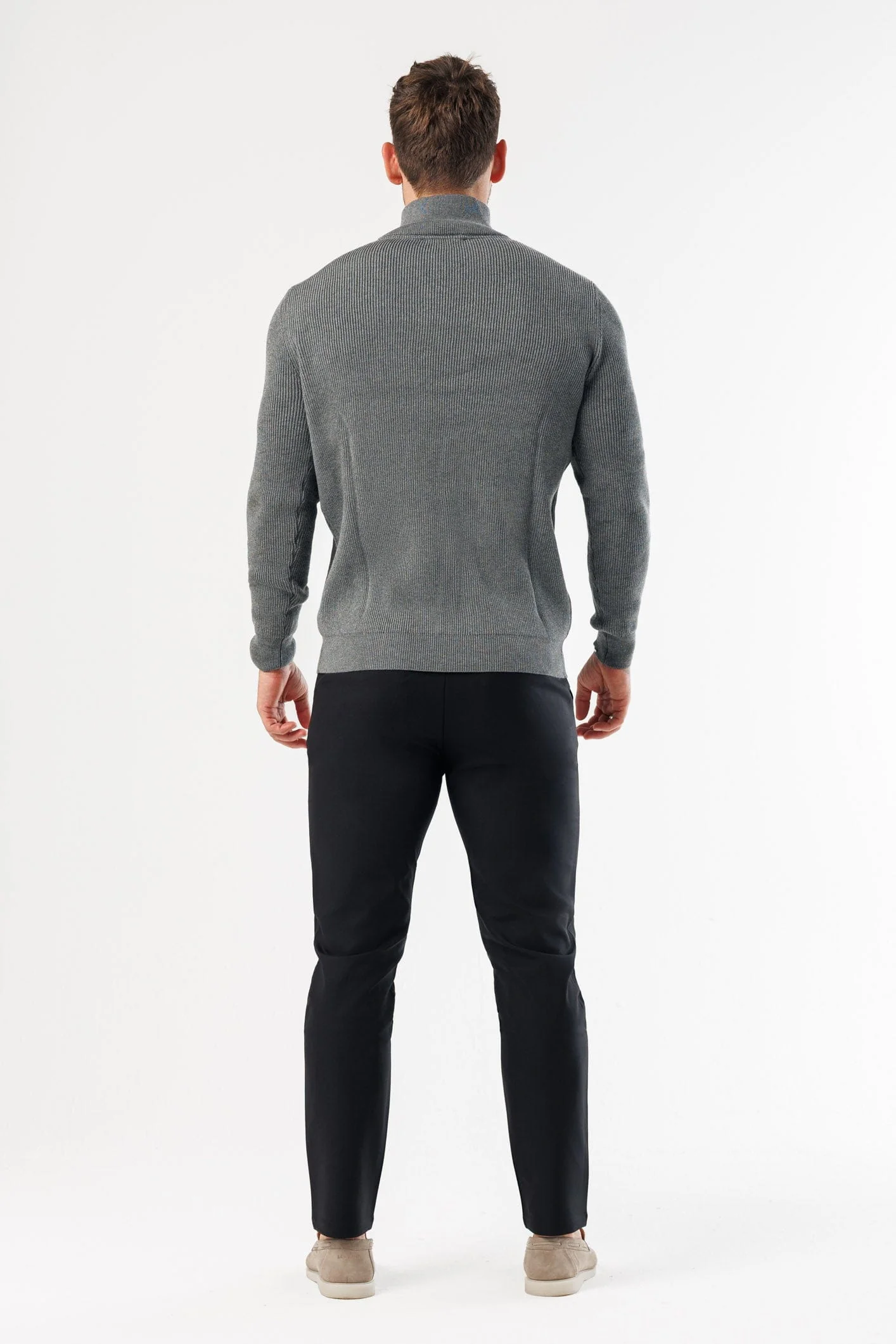 RIDGE KNIT QUARTER ZIP - DARK GREY MARL - Image 10