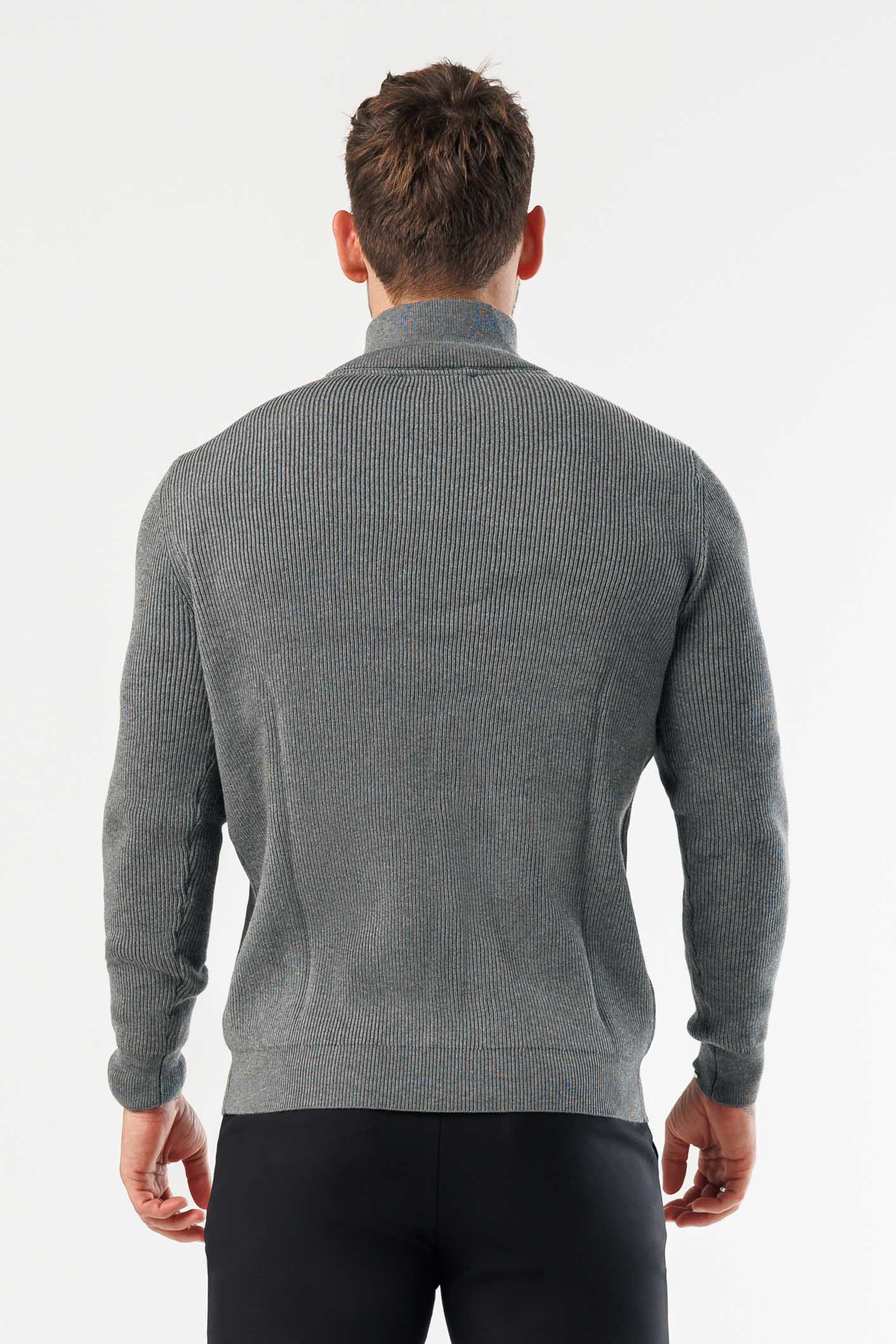 RIDGE KNIT QUARTER ZIP - DARK GREY MARL - Image 6