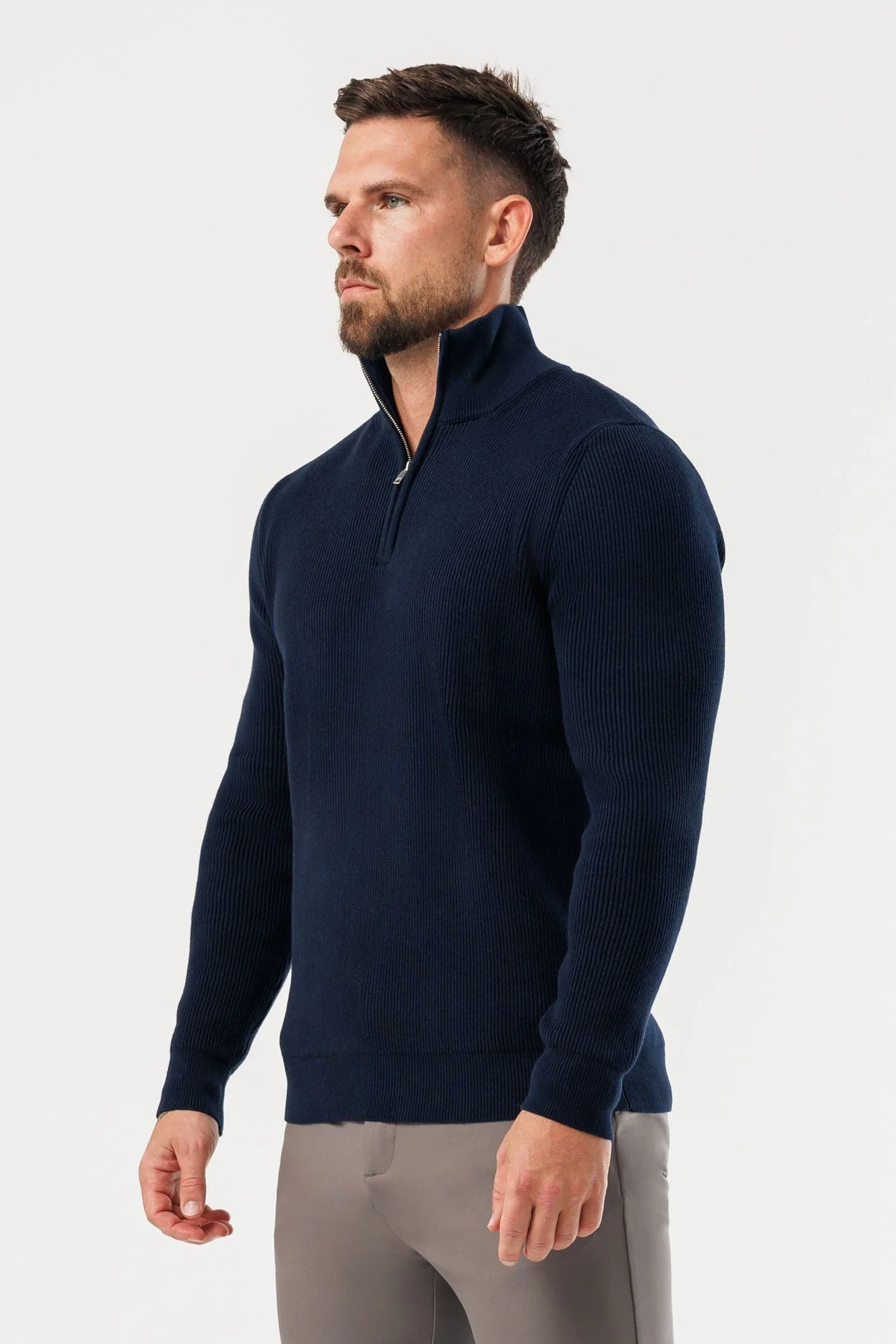 RIDGE KNIT QUARTER ZIP - NAVY - Image 4