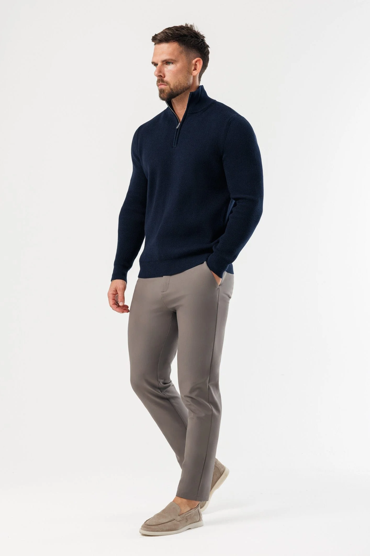 RIDGE KNIT QUARTER ZIP - NAVY - Image 7