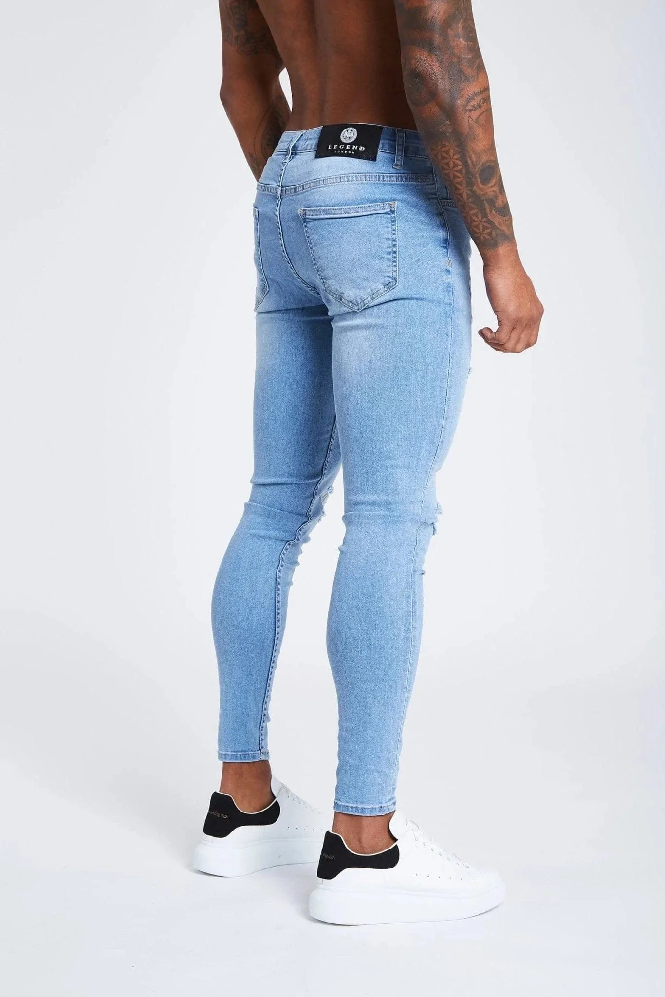 SKINNY FIT JEANS RIPPED AND REPAIRED - LIGHT BLUE - Image 4