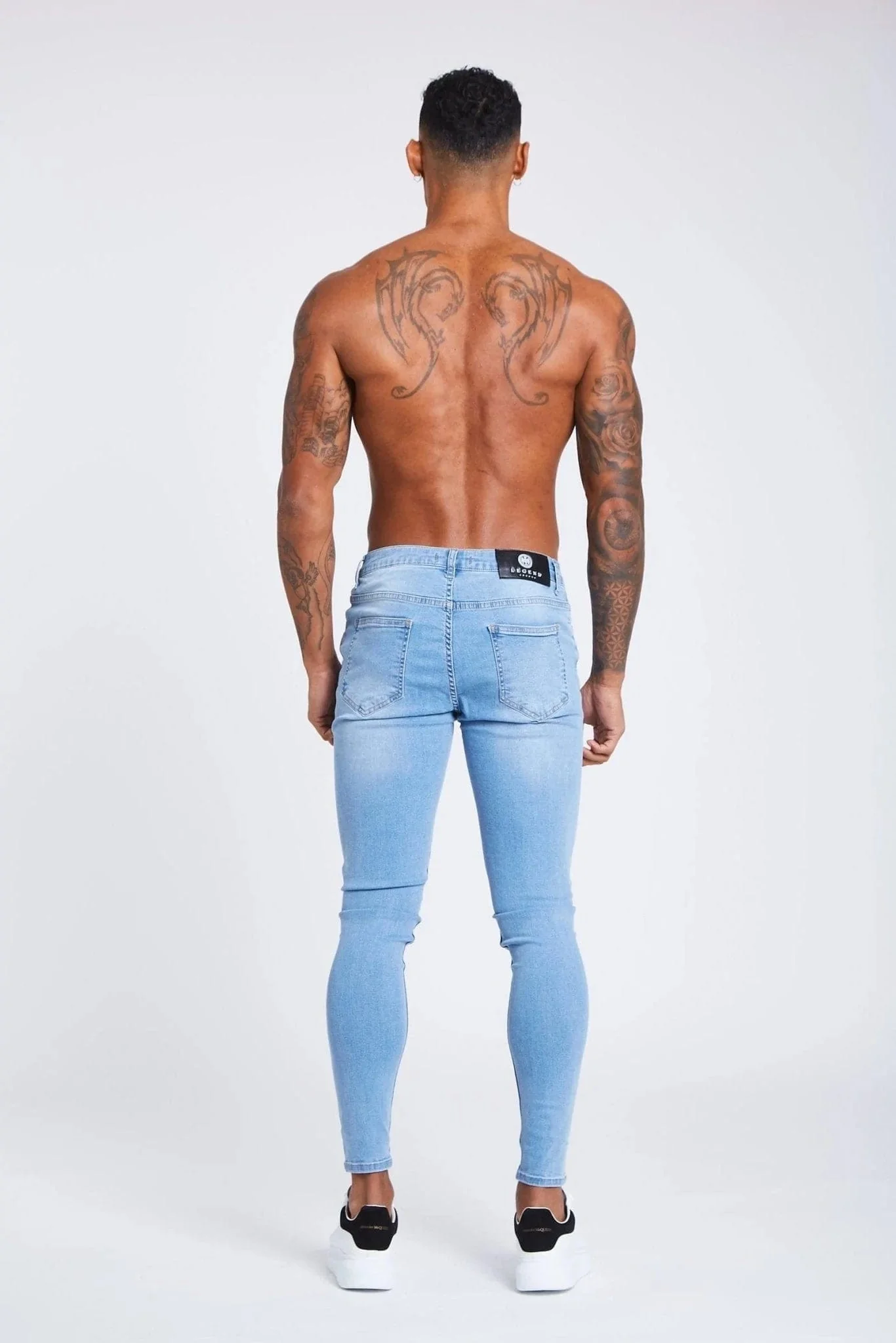 SKINNY FIT JEANS RIPPED AND REPAIRED - LIGHT BLUE - Image 5