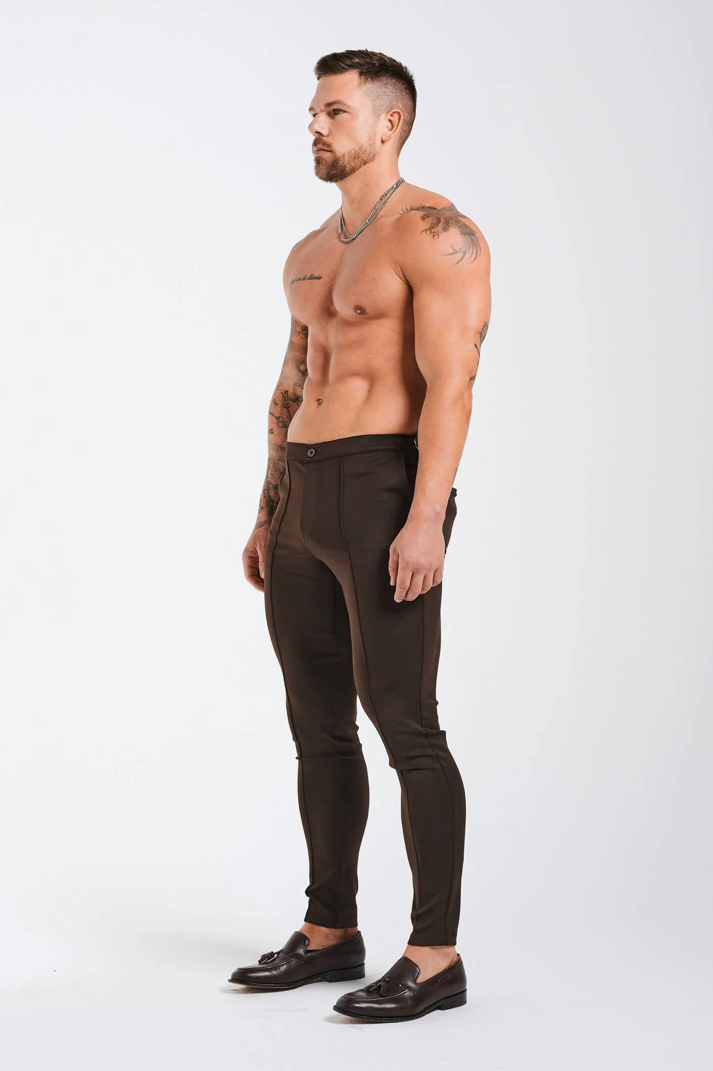 PLAIN STRETCH TROUSER W/SIDE CINCH - TAUPE - Image 5