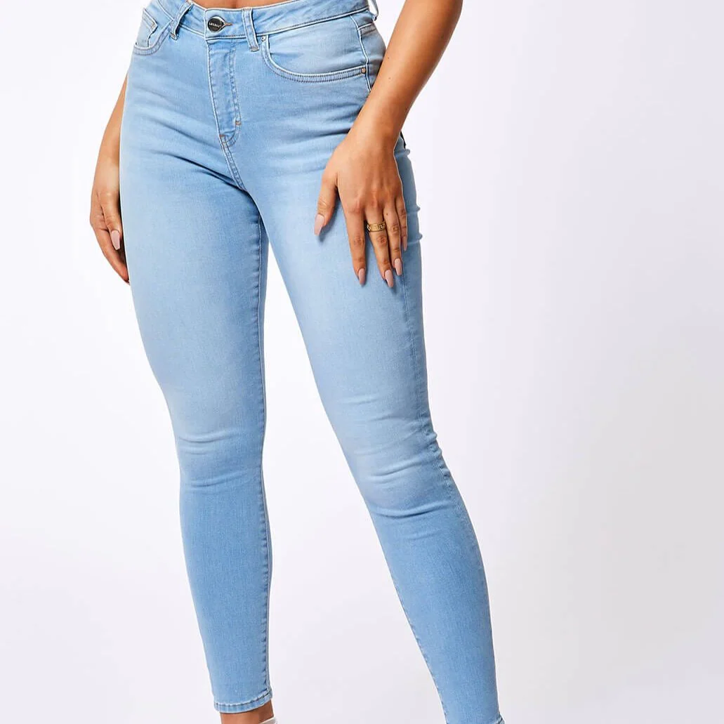 SKINNY JEANS - WASHED PALE BLUE - Image 4