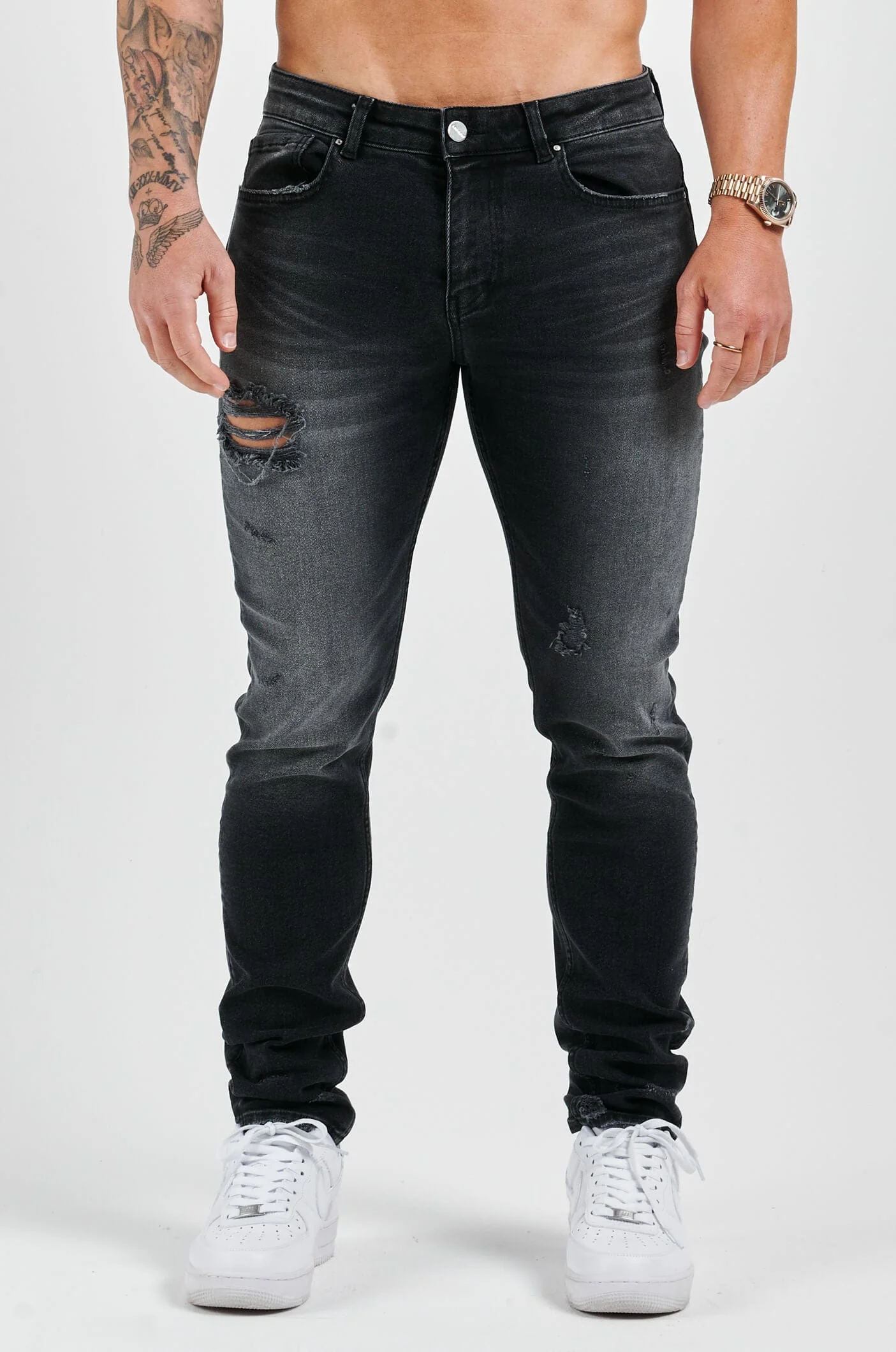 SLIM FIT JEANS 2.0 DISTRESSED - GREY WASH - Image 3