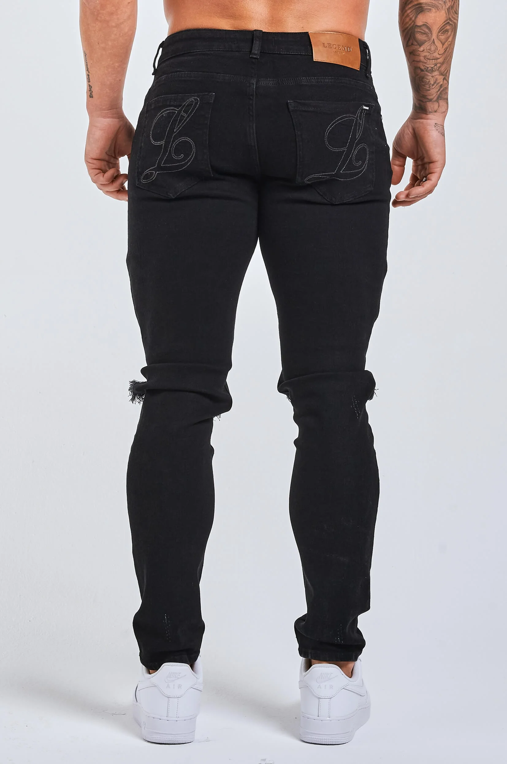 SLIM FIT JEANS 2.0 RIPPED & REPAIRED - BLACK - Image 5