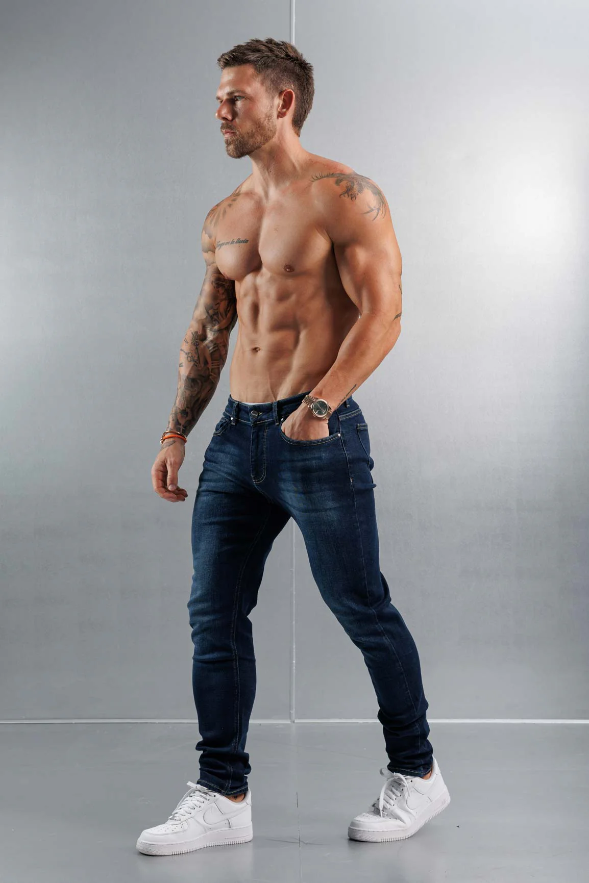 SLIM FIT JEANS 2.0 - WASHED DARK BLUE - Image 10