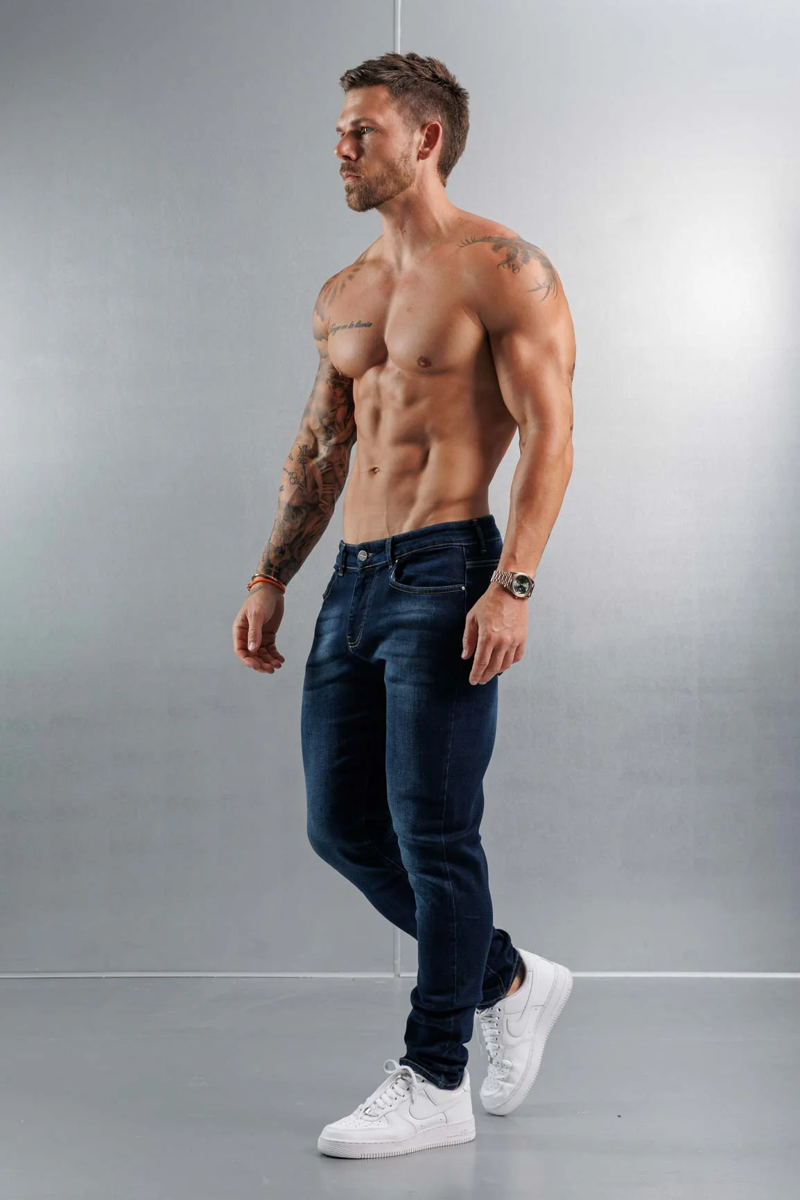 SLIM FIT JEANS 2.0 - WASHED DARK BLUE - Image 8