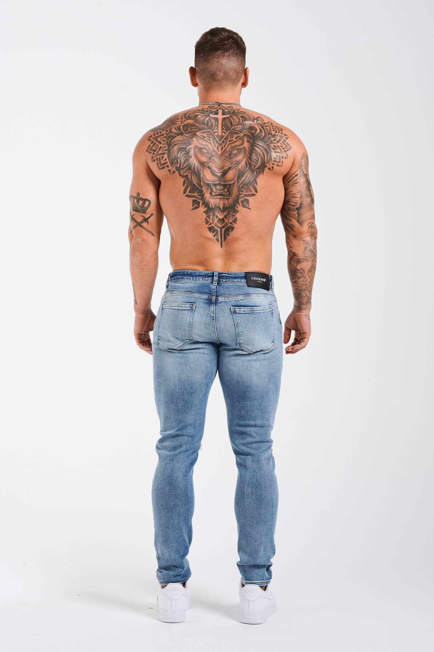 SLIM FIT JEANS 2.0 RIPPED AND REPAIRED - MID BLUE - Image 5