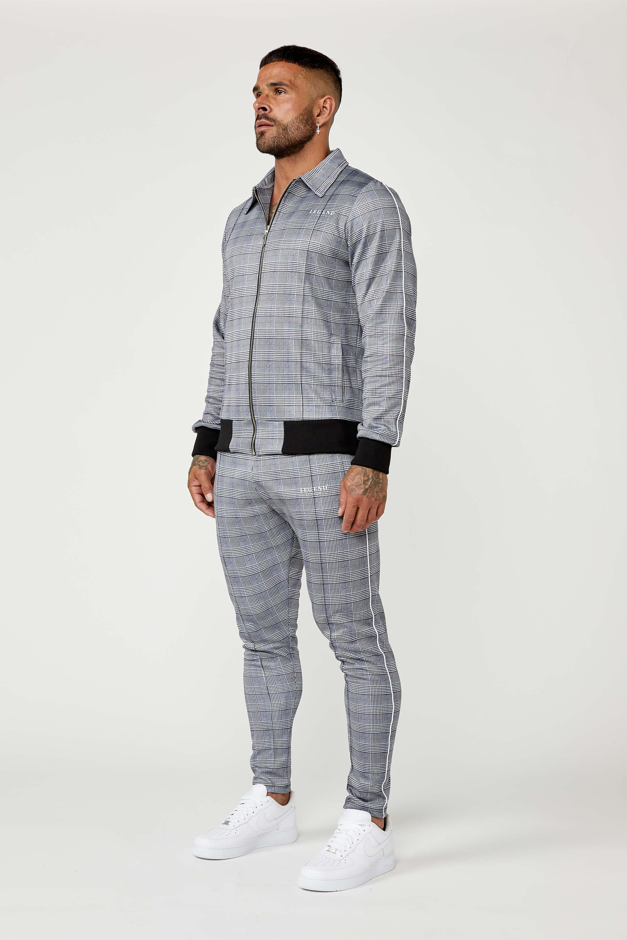 SMART TRACK JACKET IN CHECK - GREY - Image 5