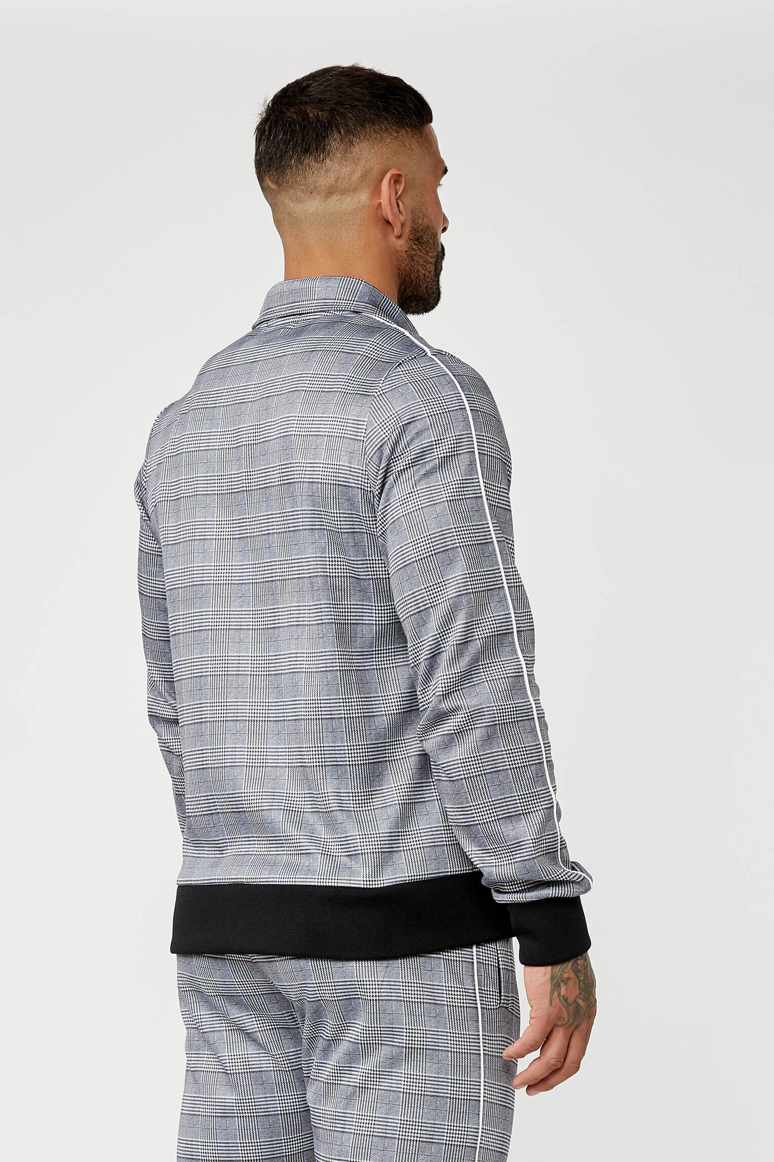 SMART TRACK JACKET IN CHECK - GREY - Image 7