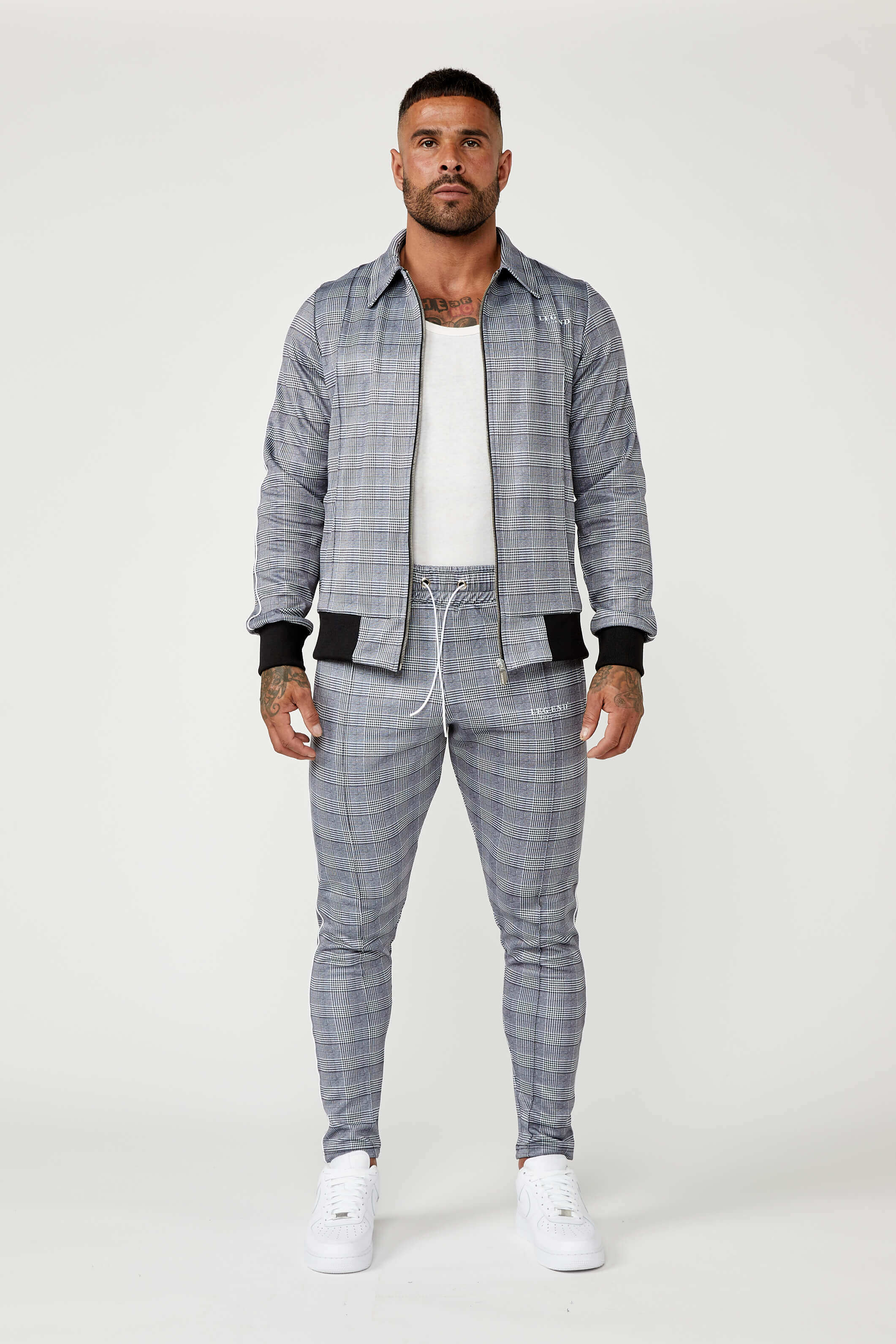 SMART TRACK JACKET IN CHECK - GREY - Image 8
