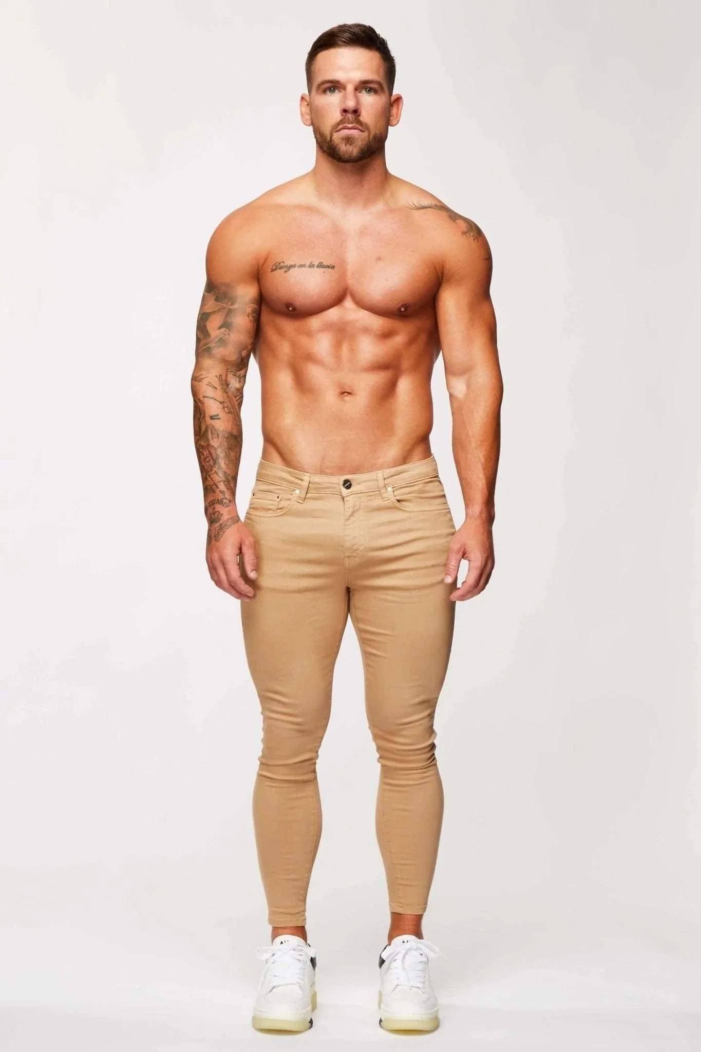 SKINNY FIT JEANS - BEIGE - Image 3