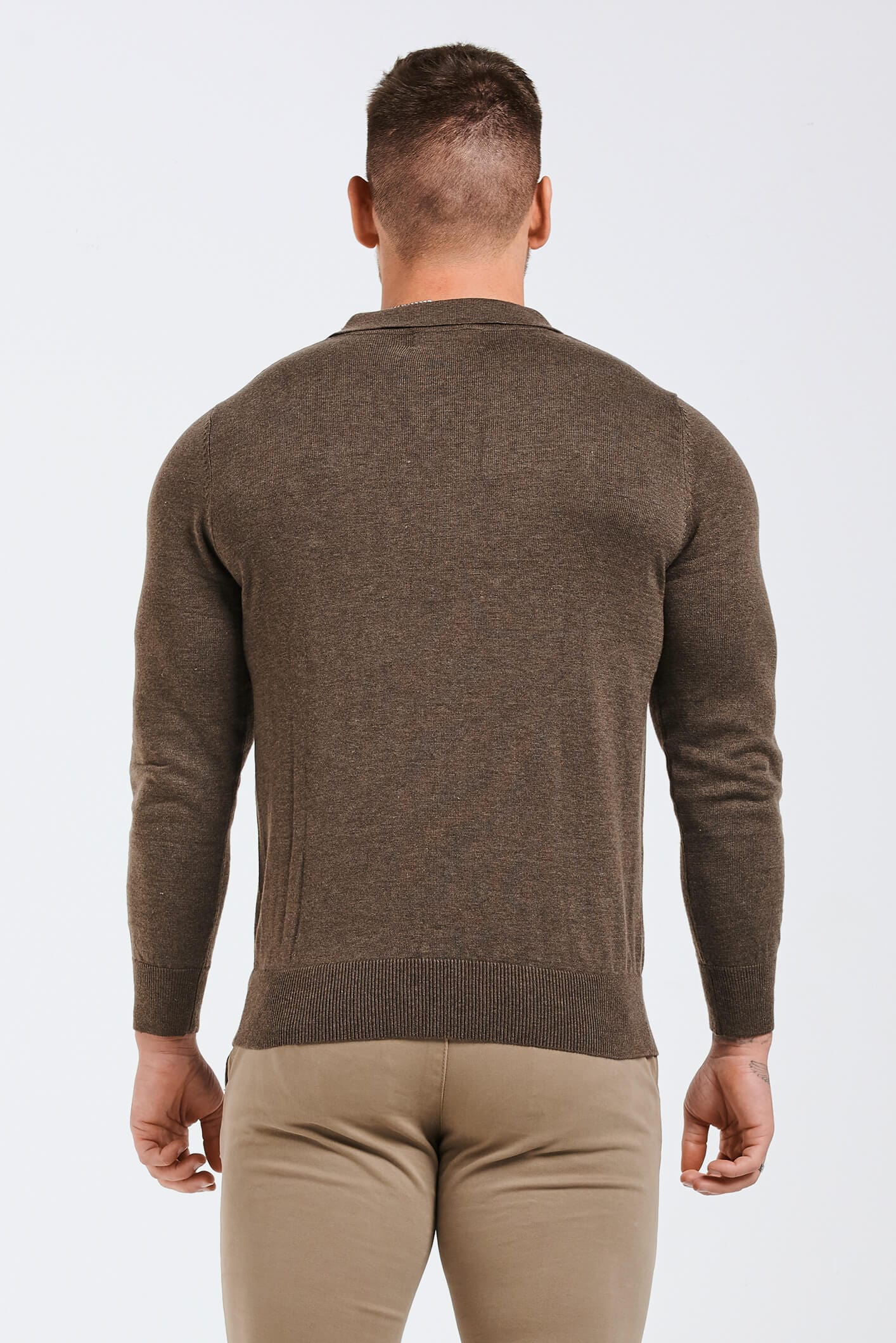 SPREAD COLLAR POLO - BROWN - Image 5