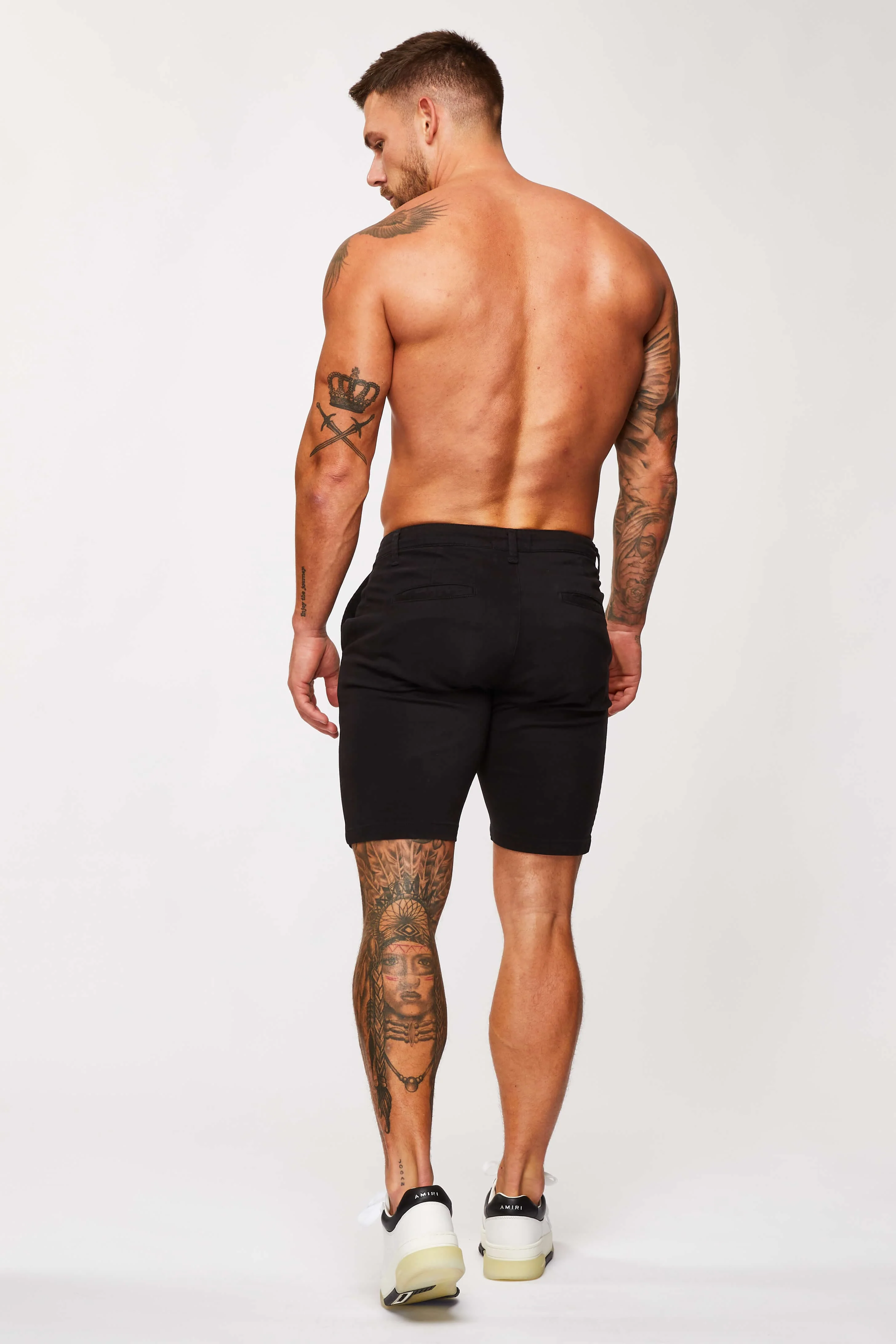 STRETCH CHINO SHORT - BLACK - Image 5
