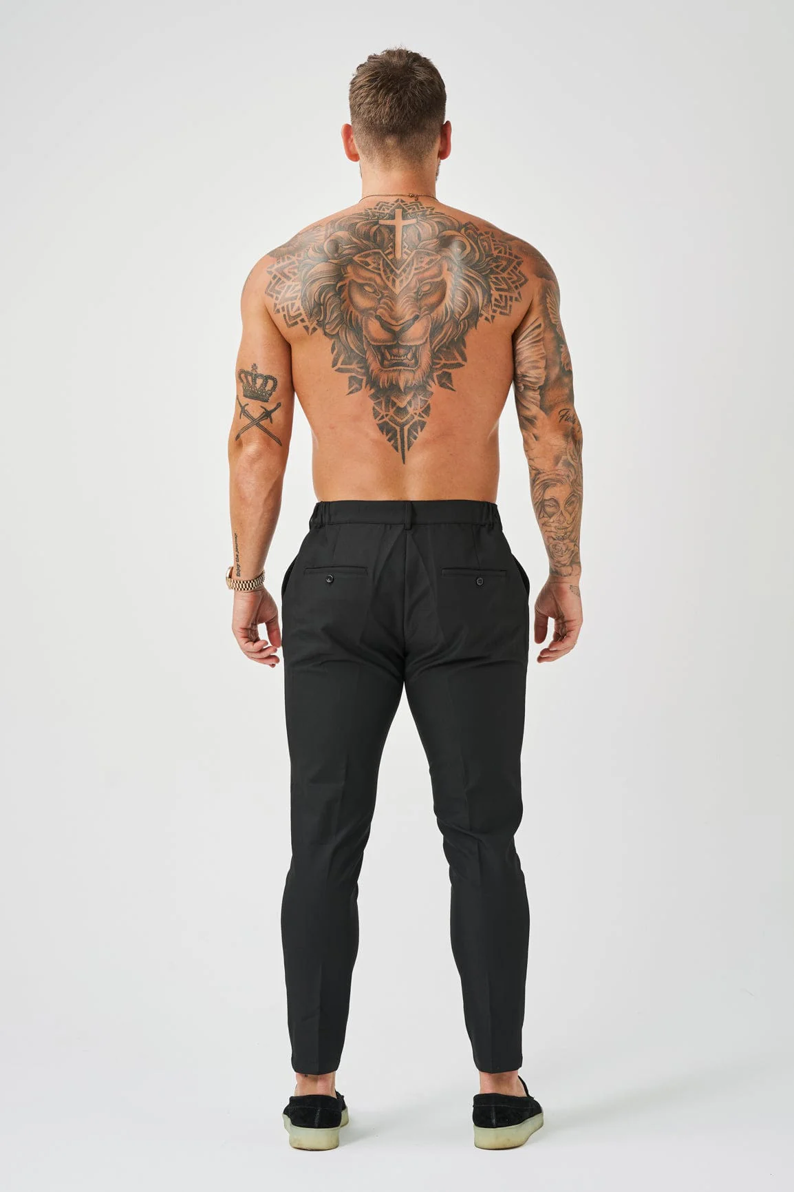 STRETCH WOVEN TROUSER - BLACK - Image 6