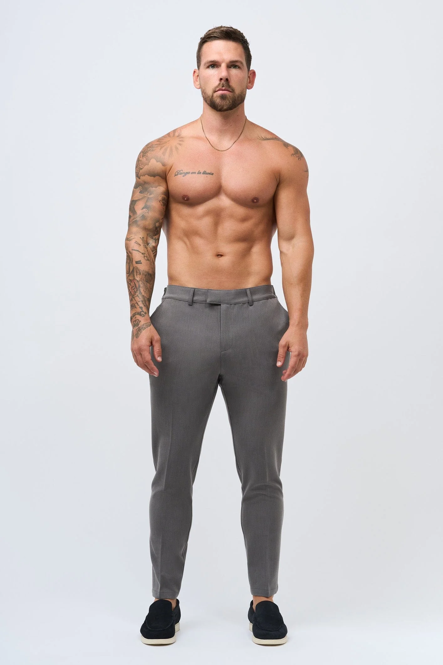 STRETCH WOVEN TROUSER - GREY - Image 2